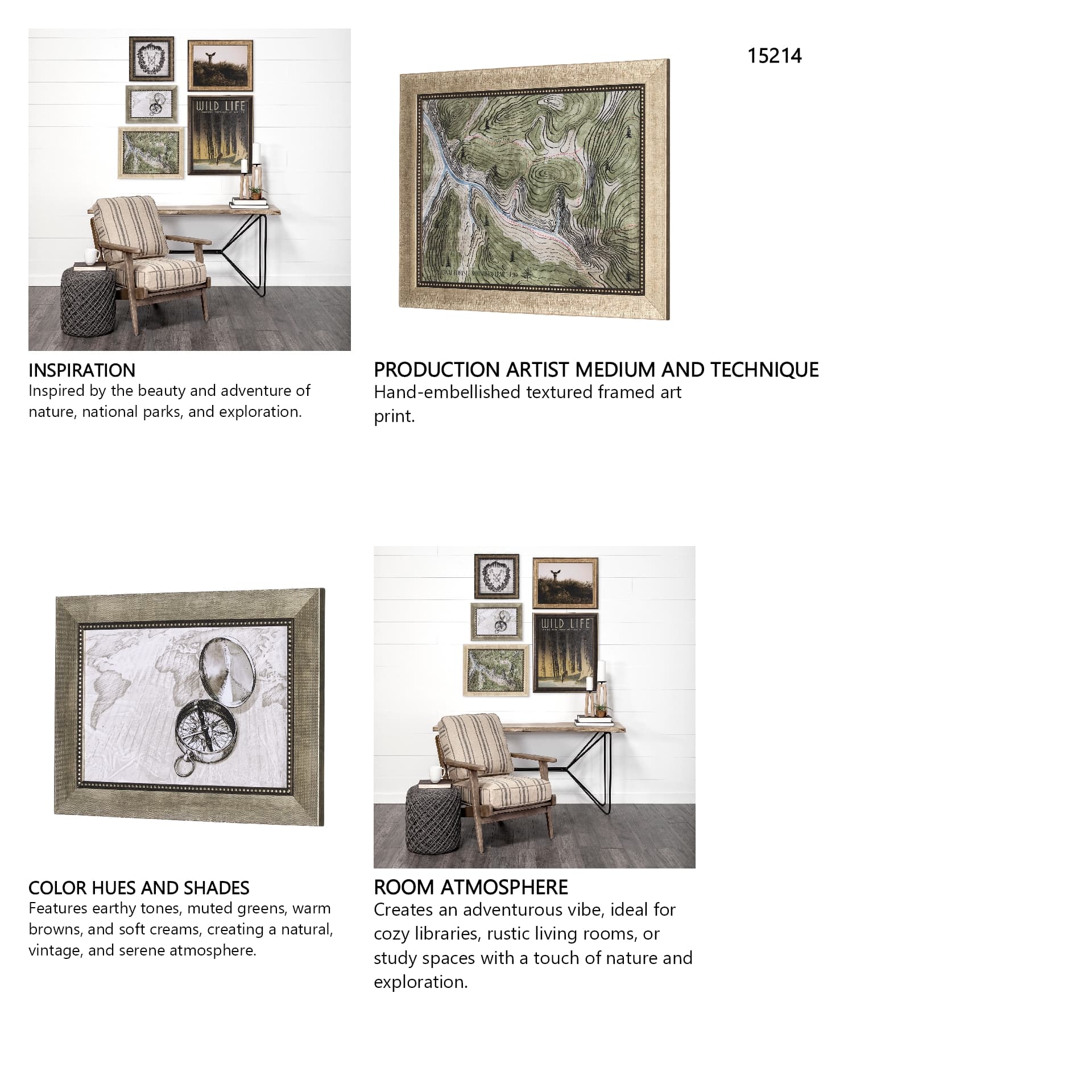 Adventure Map by Chad Mackay a Hand Embelished Textured Framed Art Print — in a styled room