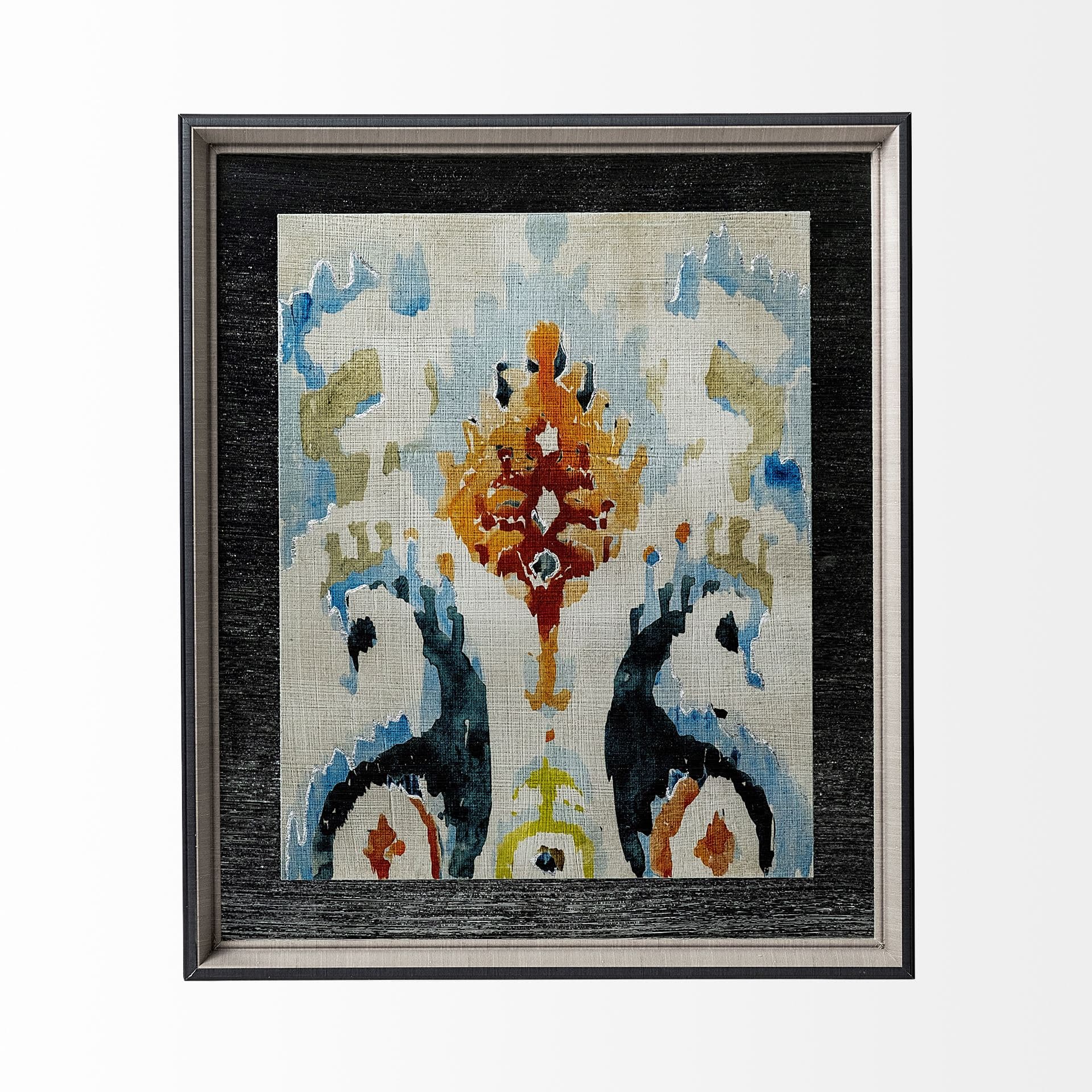 Bohemian Ikat V by Chariklia Zarris a Hand Embellished Textured Framed Art Print Matted under Glass — product photograph