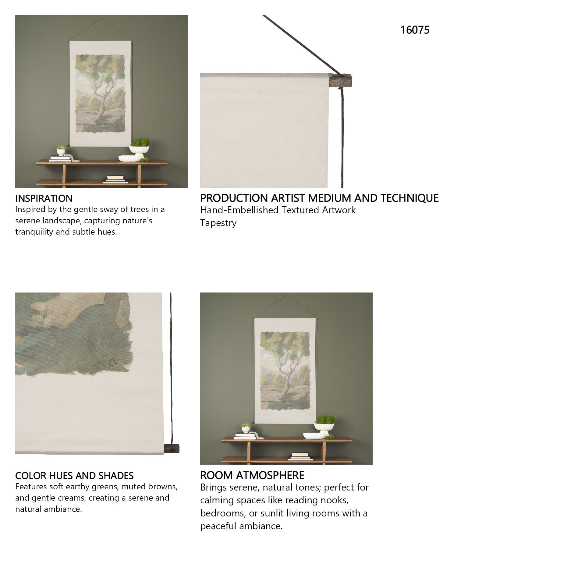 Landscape Tapestry I by Mercana Studio Textured Artwork Tapestry — in a styled room