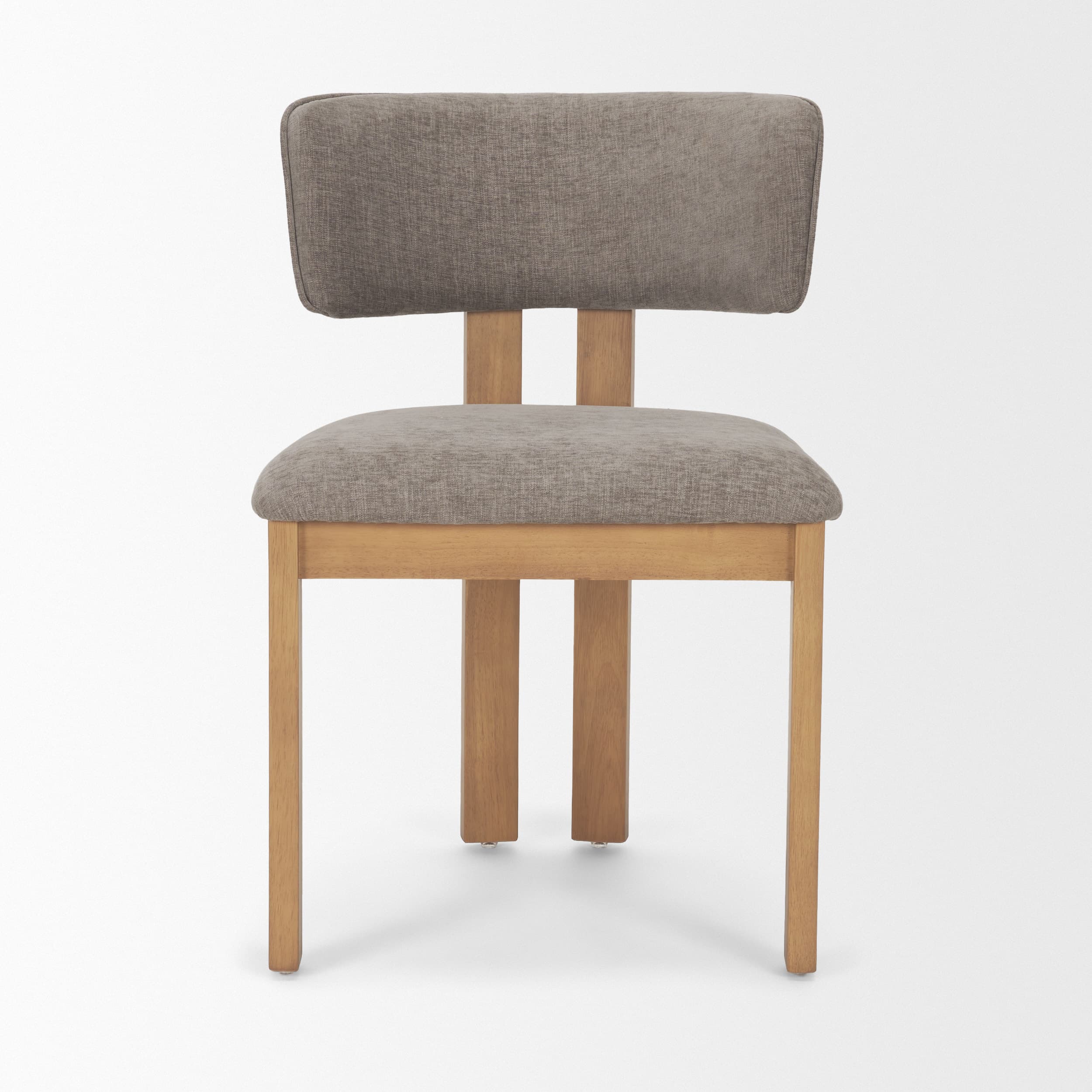 Soho Open Back Dining Side Chair | Gray Chenille w/ Brown Wood — product photograph