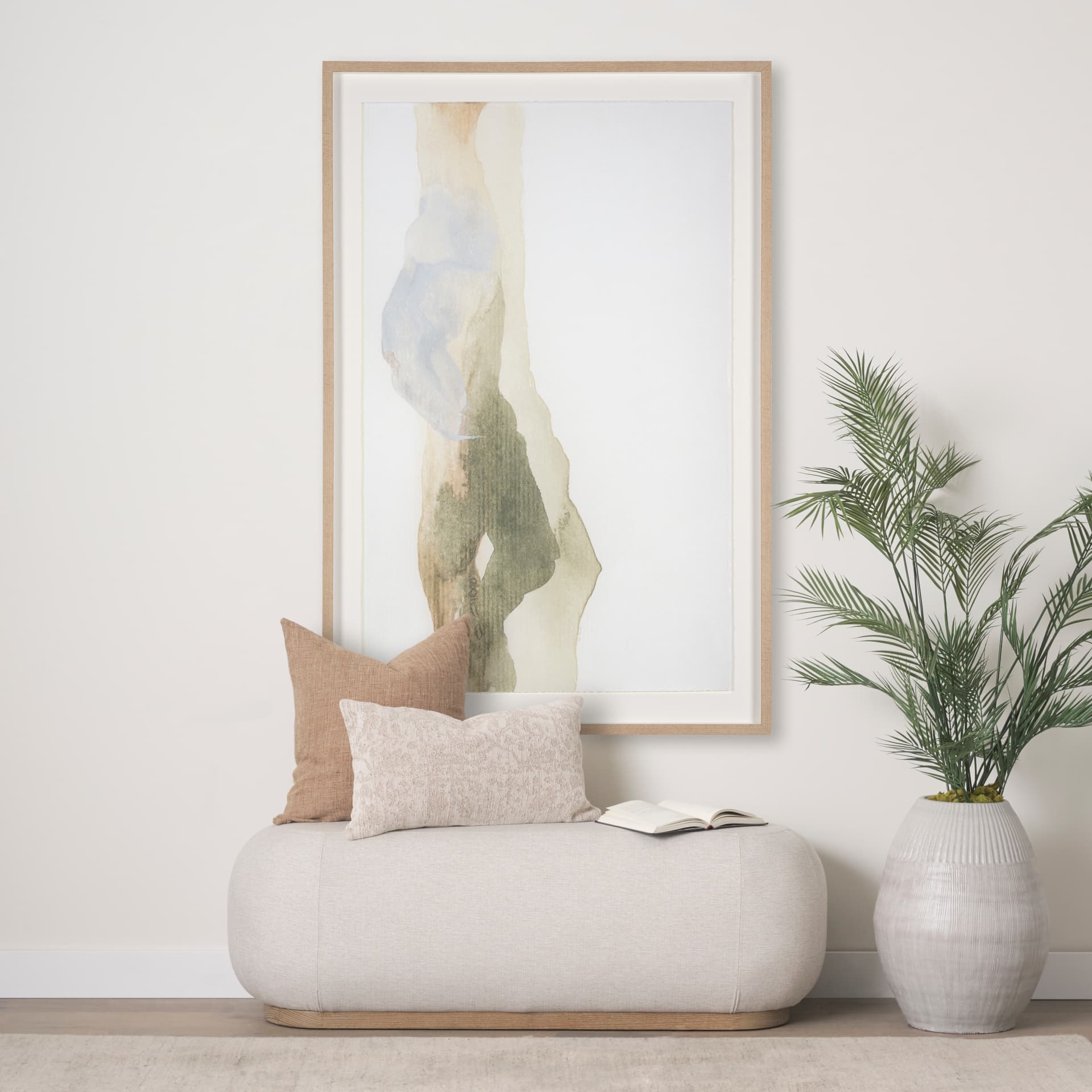 Can you Feel the Peace by Ira Havuka a Hand Embelished Textured Framed Art Print Matted under Glass — in a styled room