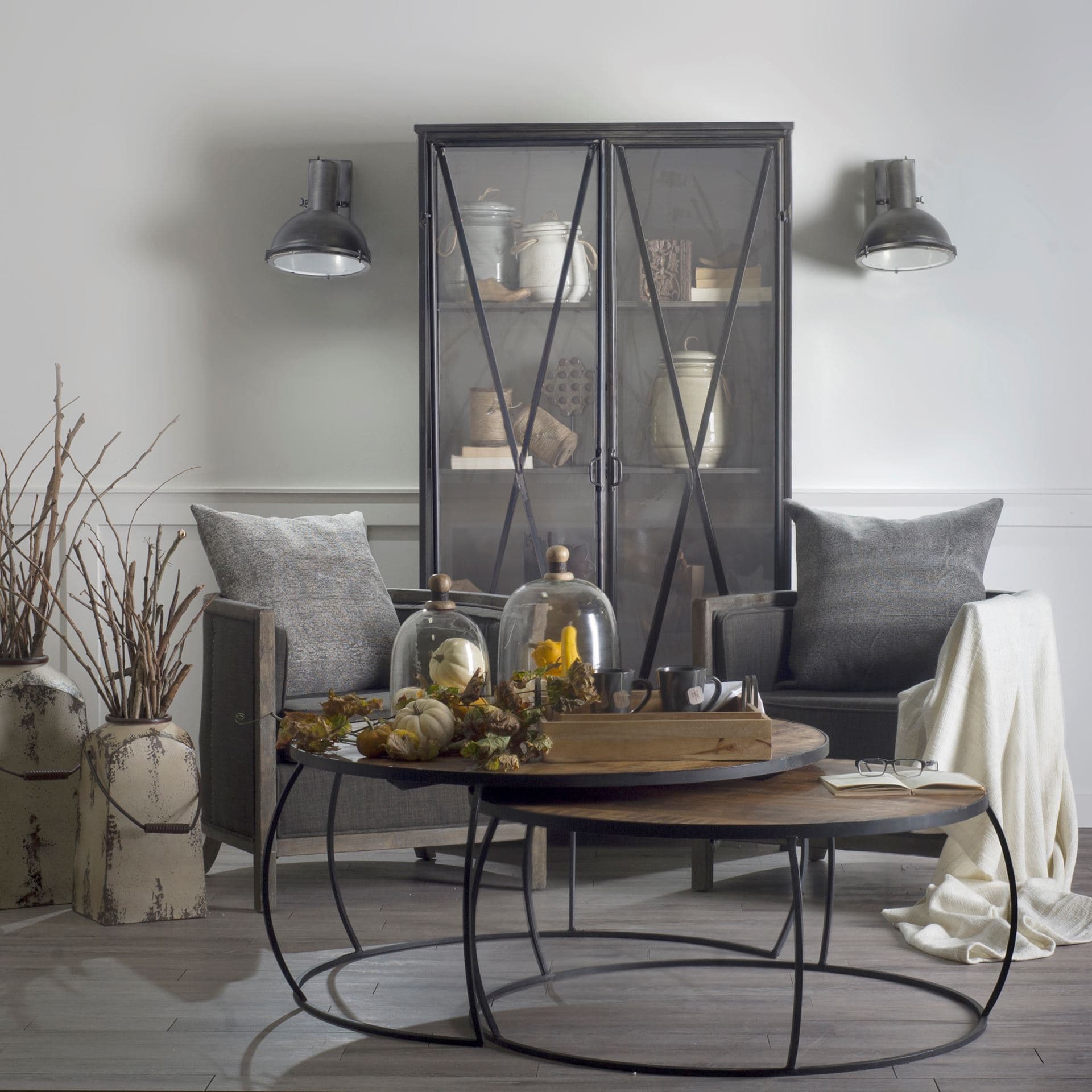 Taza 10.3x12 Gray Metal Dome Shade Wall Sconce — in a styled room