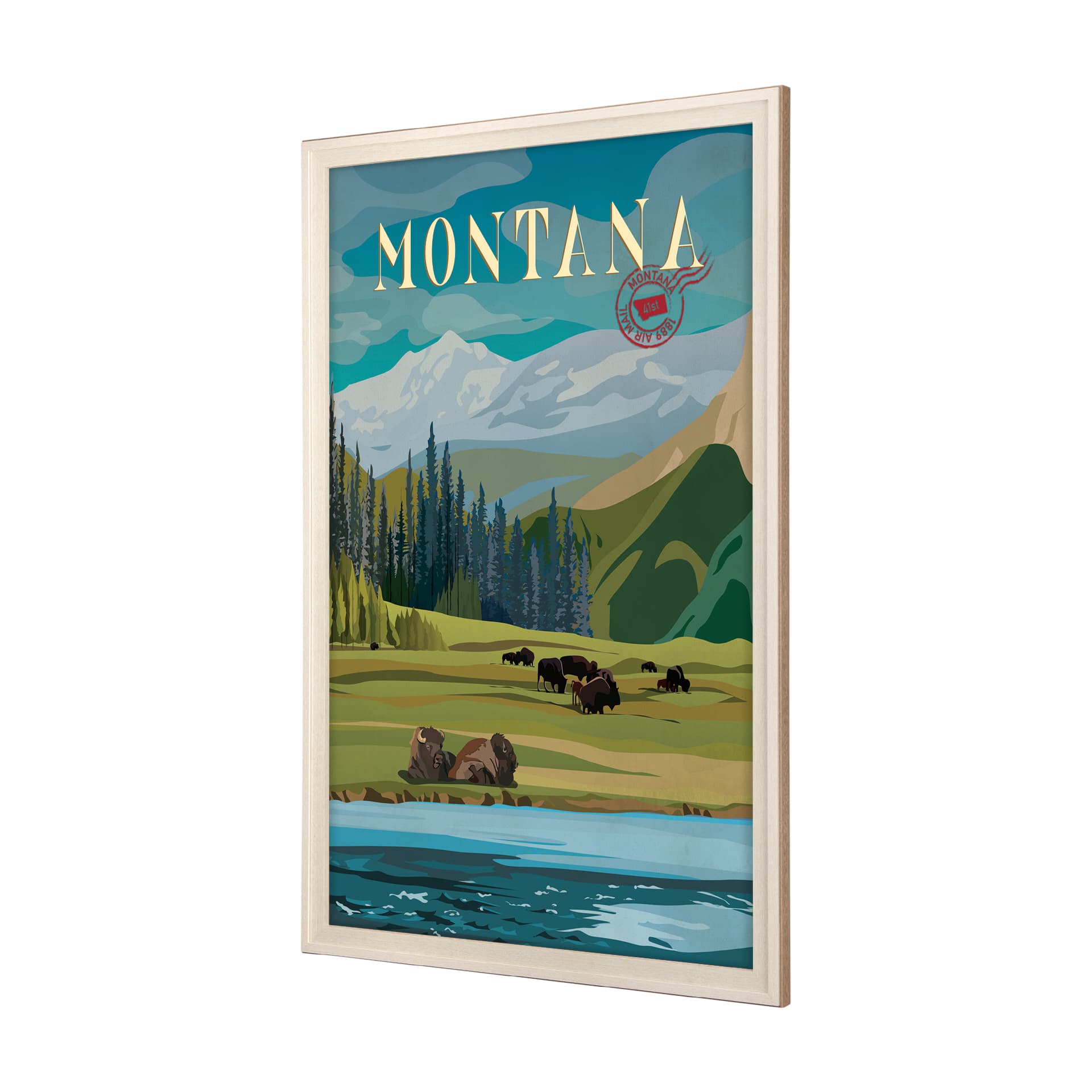 Montana Go USA (XL) by Mercana Studio a Hand Embellished Decograph Framed Art Print under Glass — product photograph