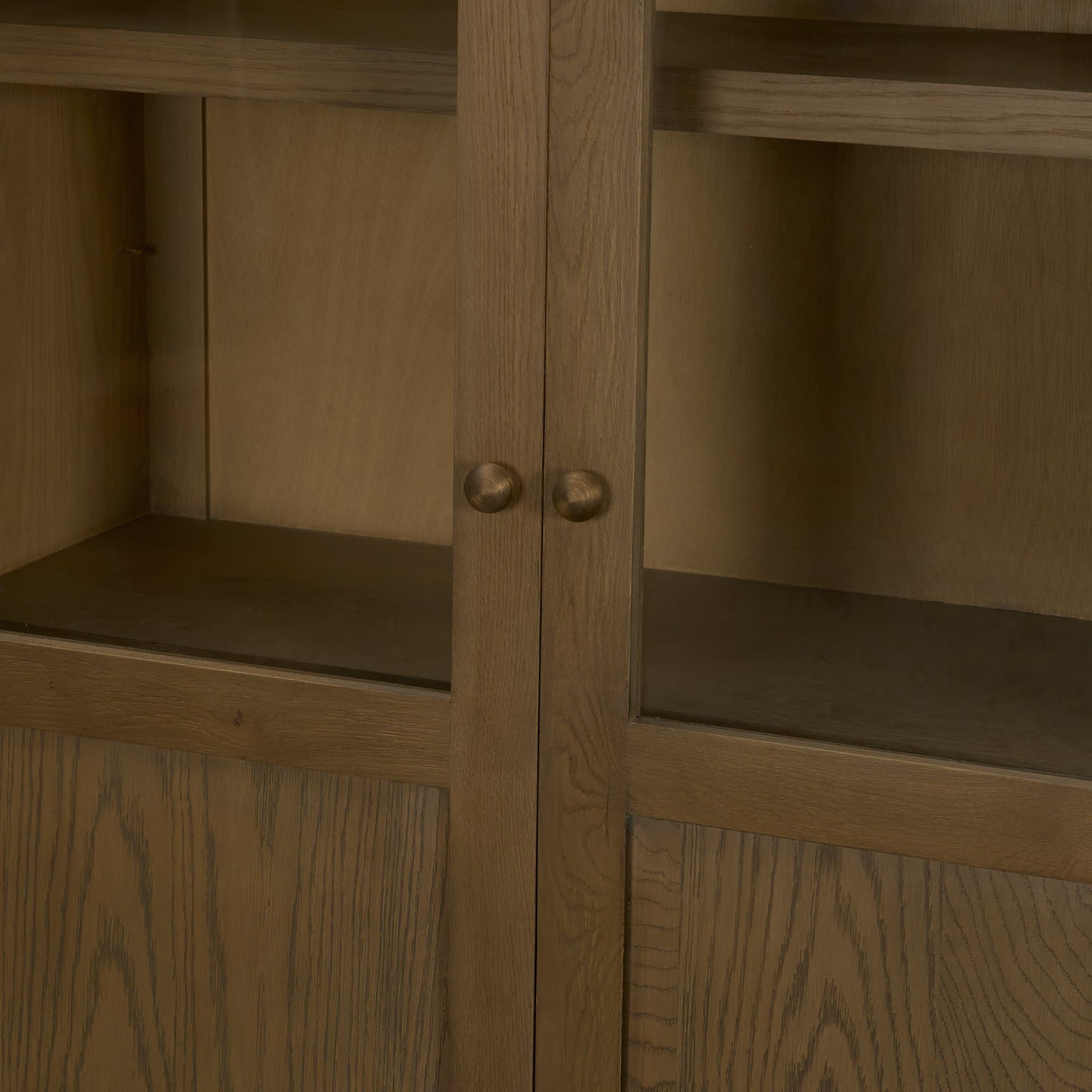 Henry Dark & Light Brown Oak Wood w/ Glass Doors Curio Cabinet — product photograph