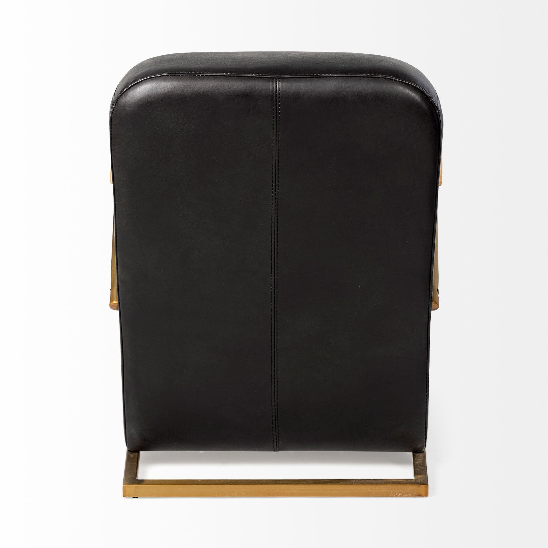Horace I Black Leather Diamond Pattern w/Gold Iron Frame Accent Chair — product photograph