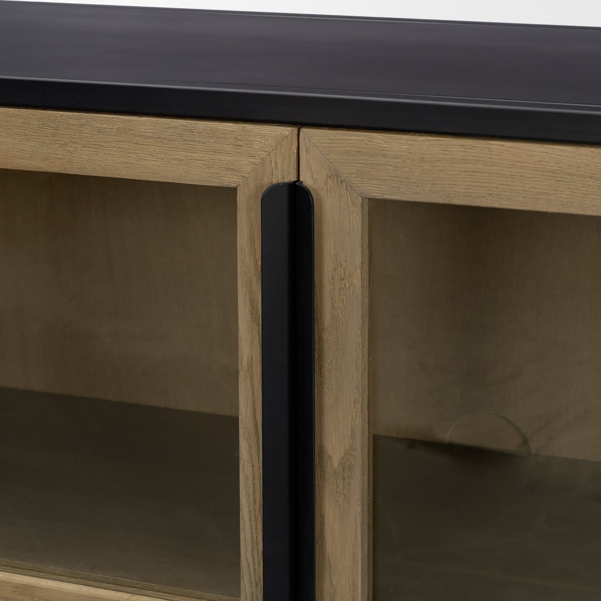 Sloan 40.0W Light Brown W/Black Metal Frame Accent Cabinet — product photograph