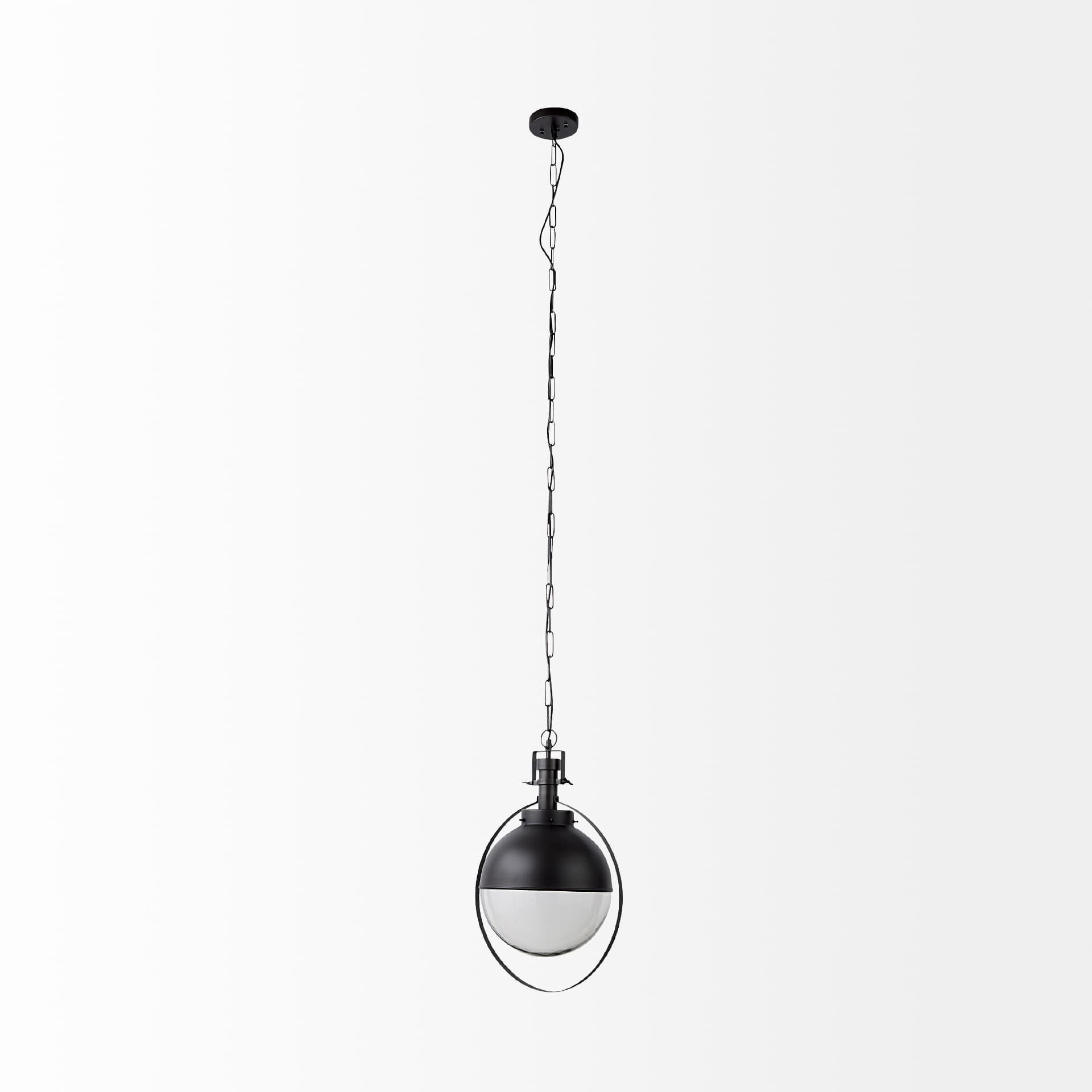 Leighton II 15x20 Black Metal Spherical Pendant Light — product photograph