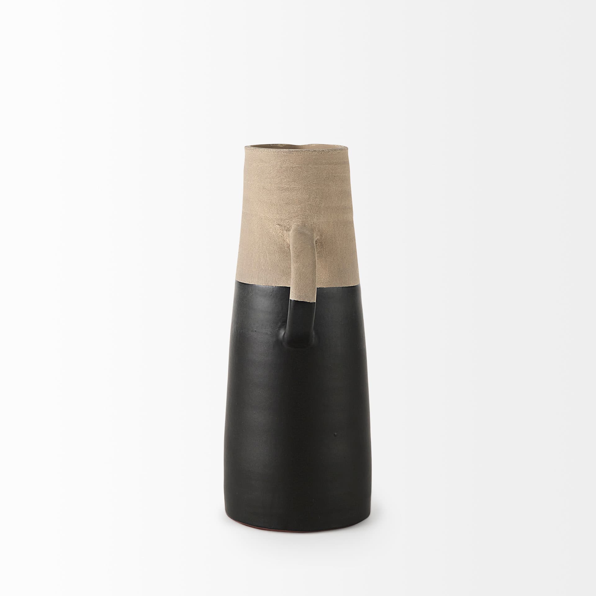 Garand Medium 15H Two-Toned Black/Natural Ceramic Jug — product photograph