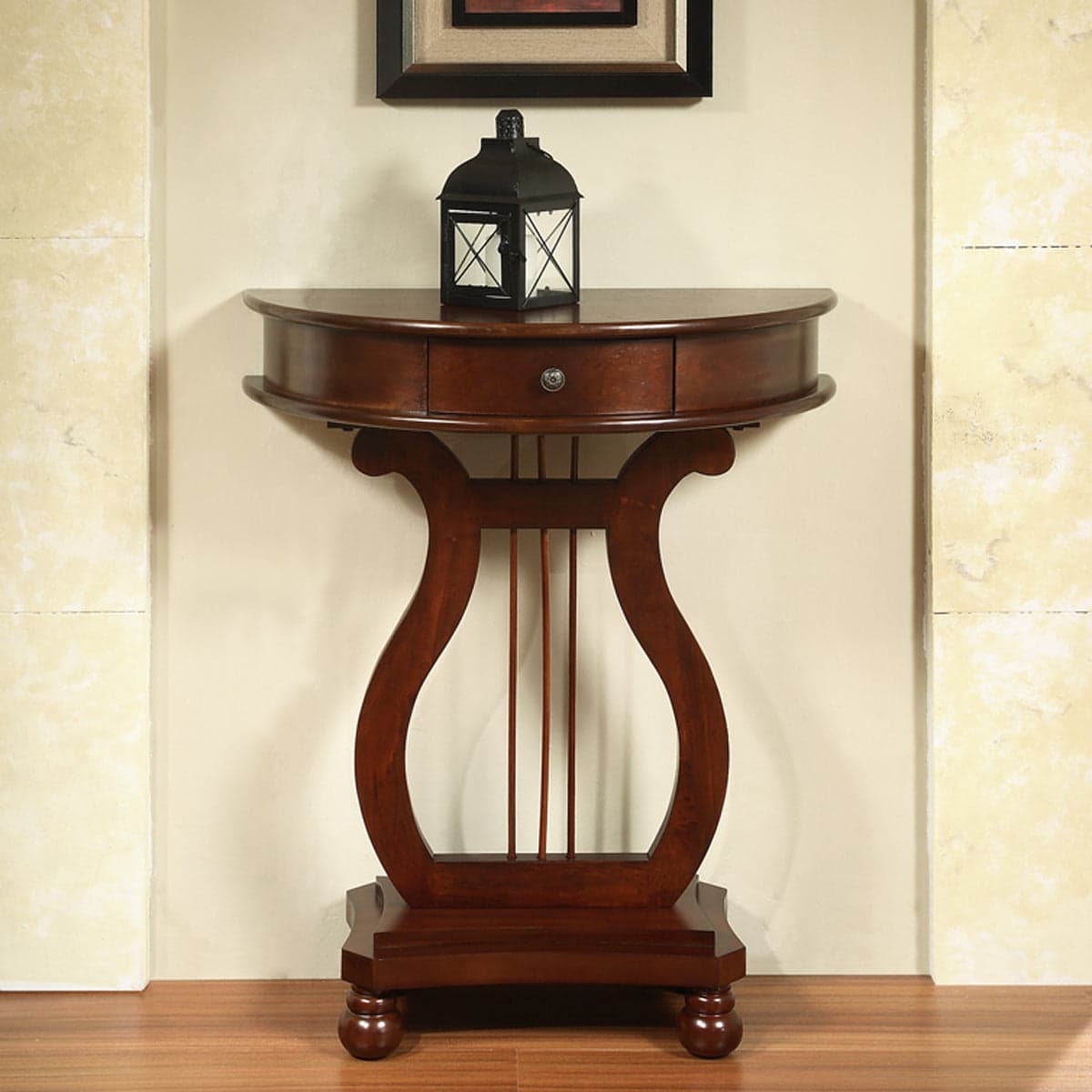 Cherry Wood Classic Accents Entryway Console Half Moon Harp Table — product photograph