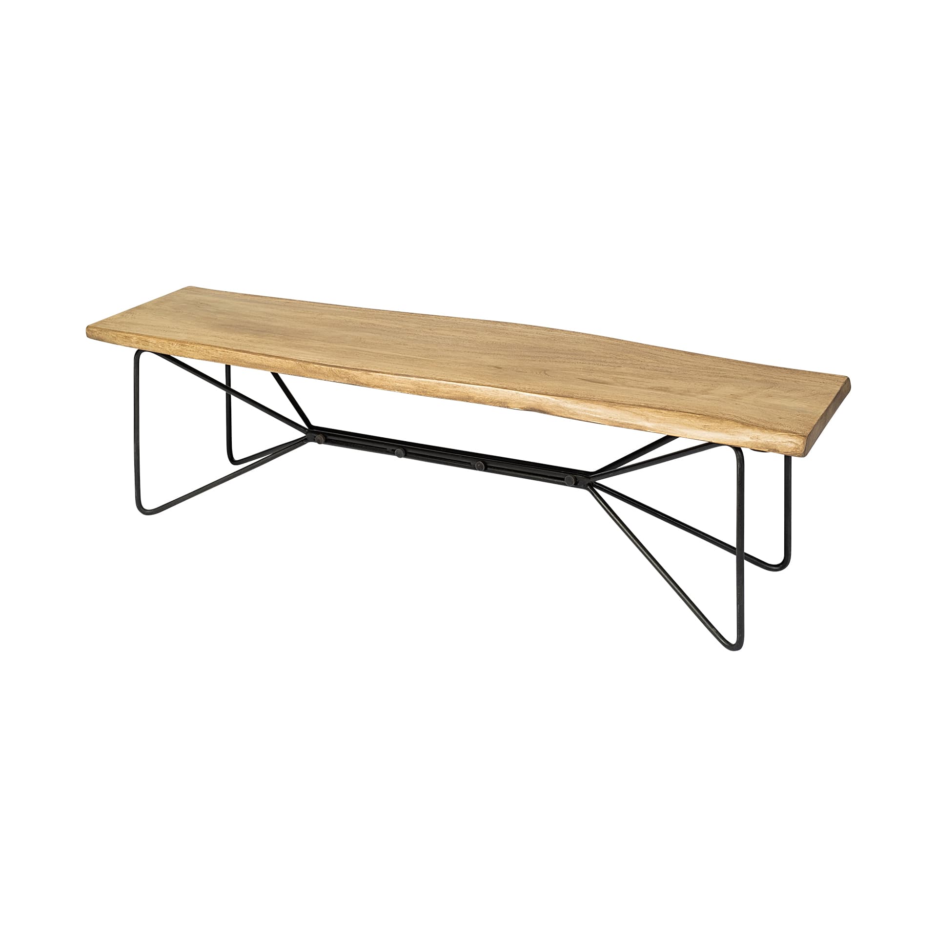 Papillion III 66L x 16W Blonde Wood And Iron Dining Bench — product photograph