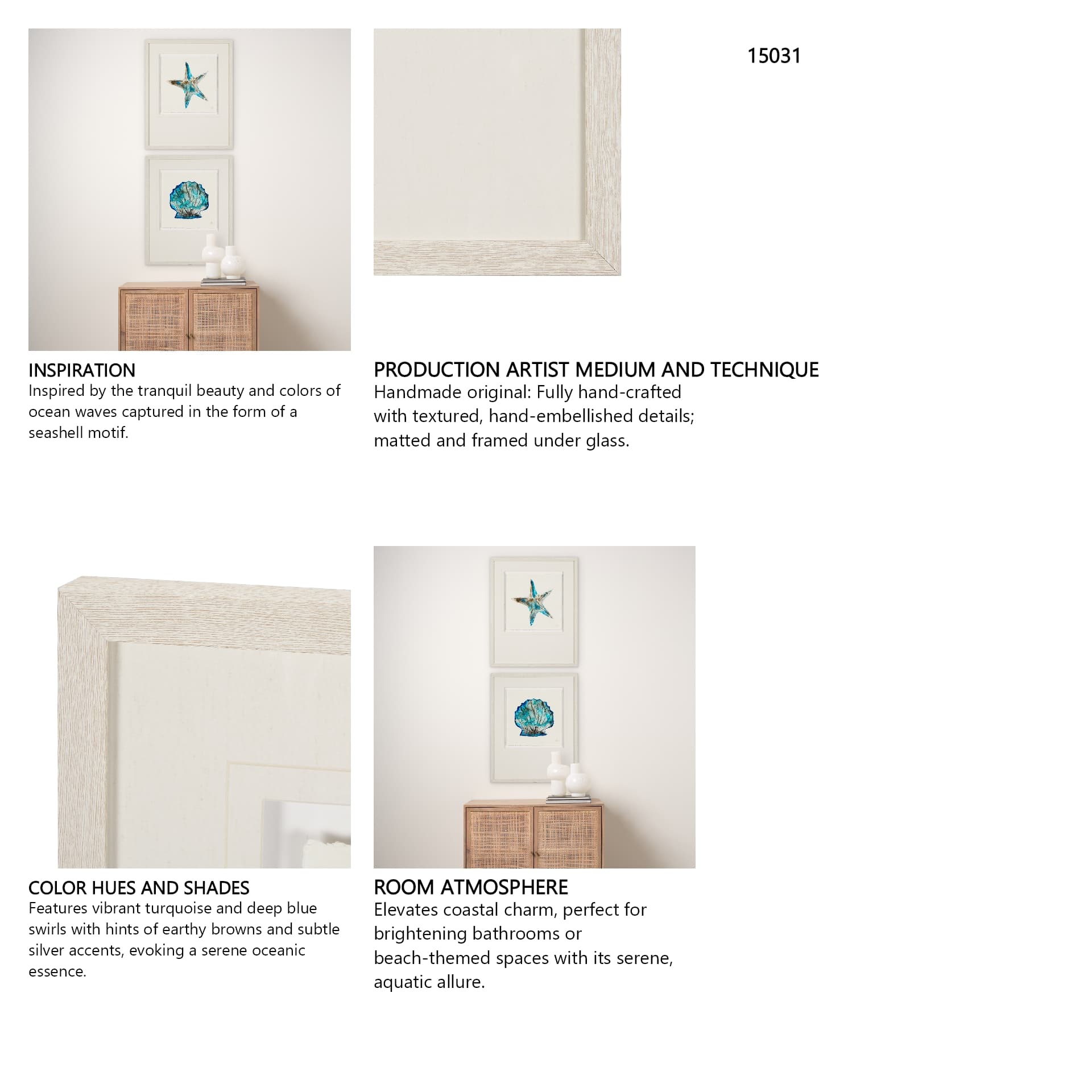 Sea Pearl by Studio M a handmade Original Framed Artwork under Glass — in a styled room