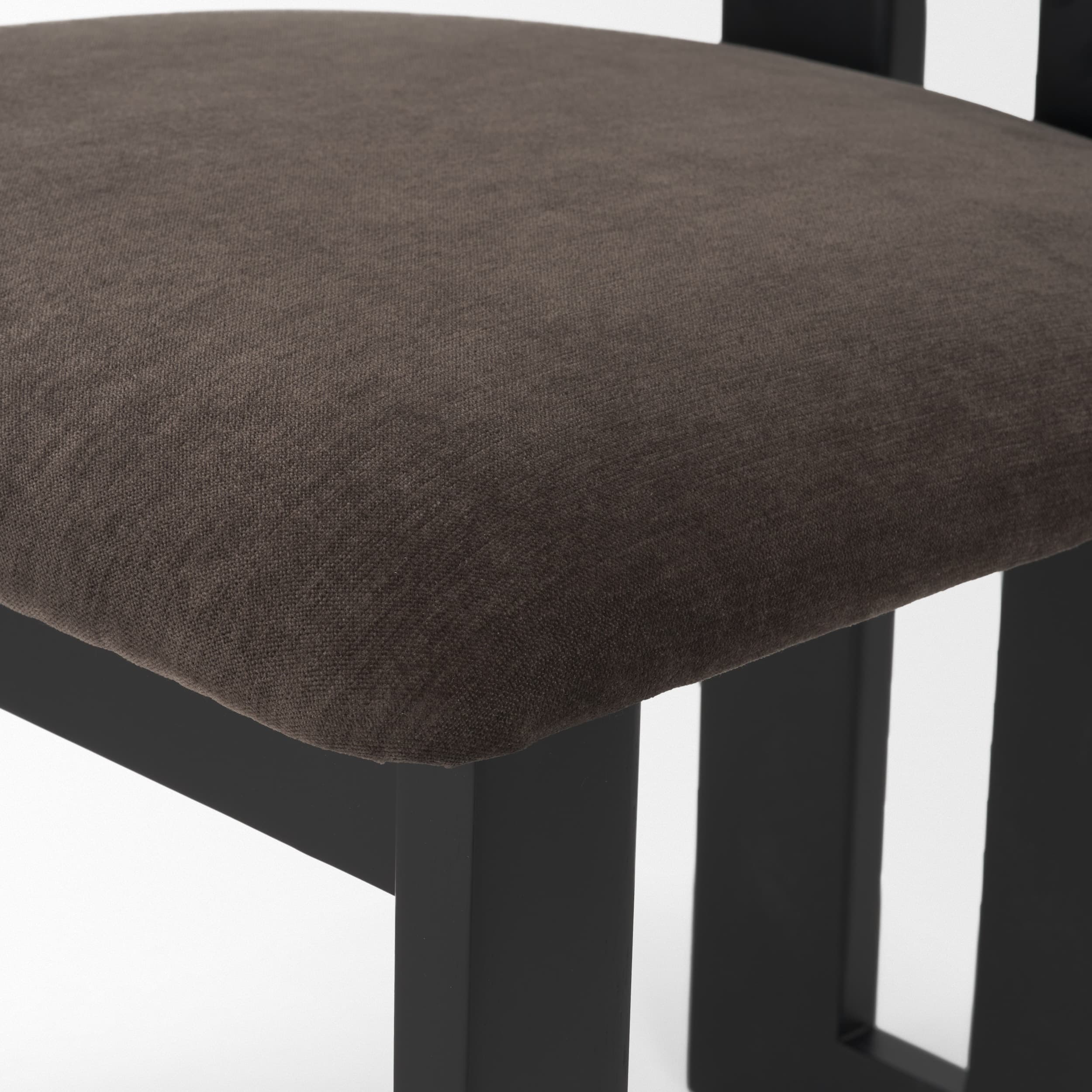 Tribeca Open Back Dining Side Chair | Charcoal Chenille w/ Black Wood — product photograph