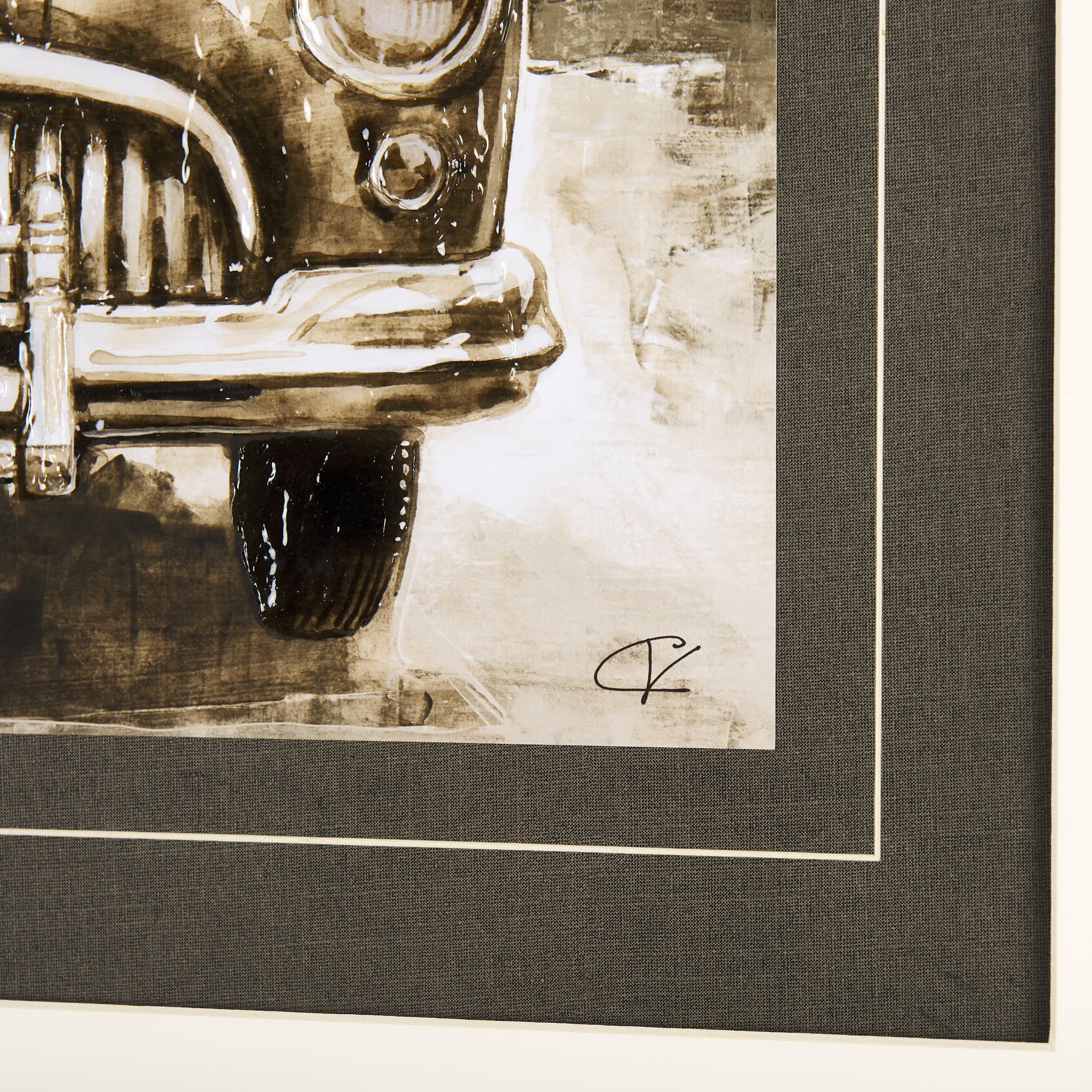 Vintage Car Picture III by Mercana Studio Hand Embellished Framed Art Print Matted under Glass — product photograph
