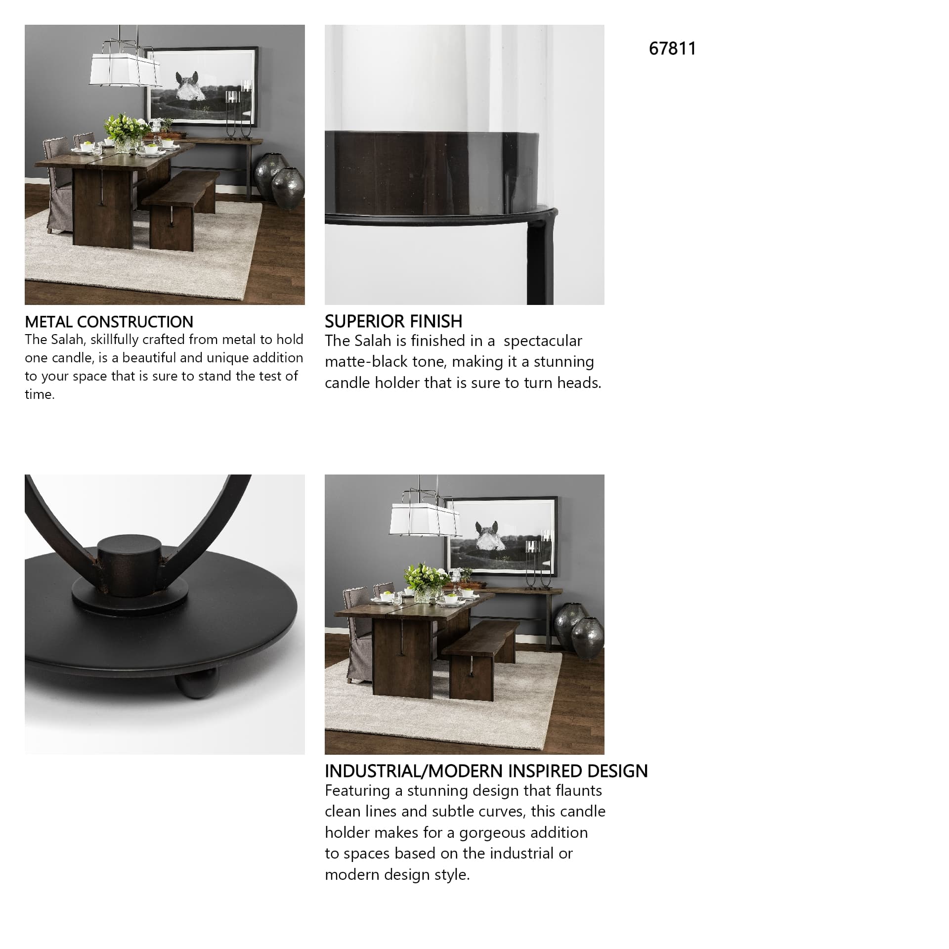 Salah I Small Black Iron Table Candle Holder — in a styled room