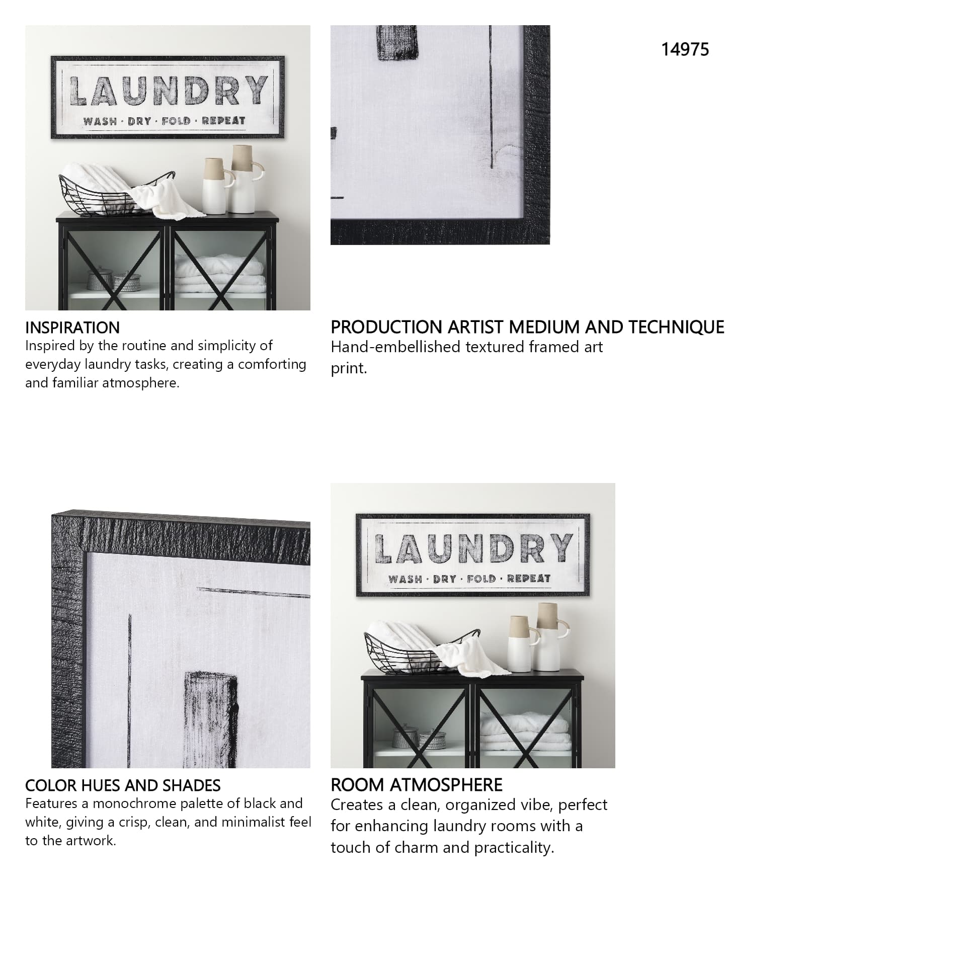 Laundry Wash by Mercana Studio a Hand Embellished Textured Framed Art Print — in a styled room