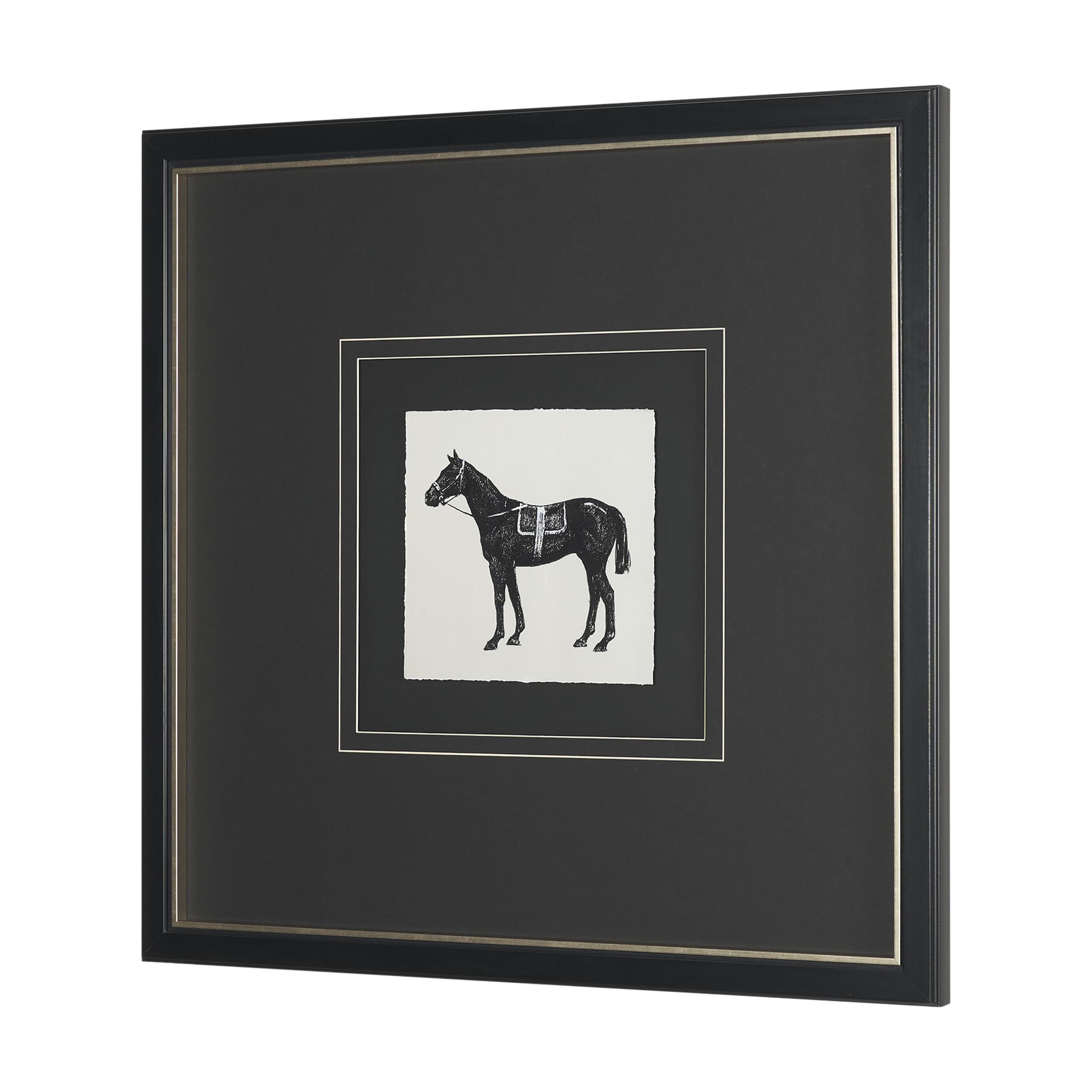 Equestrian Etching I by Mercana Studio Hand-Embellished Textured Framed Artwork Matted under Glass — product photograph