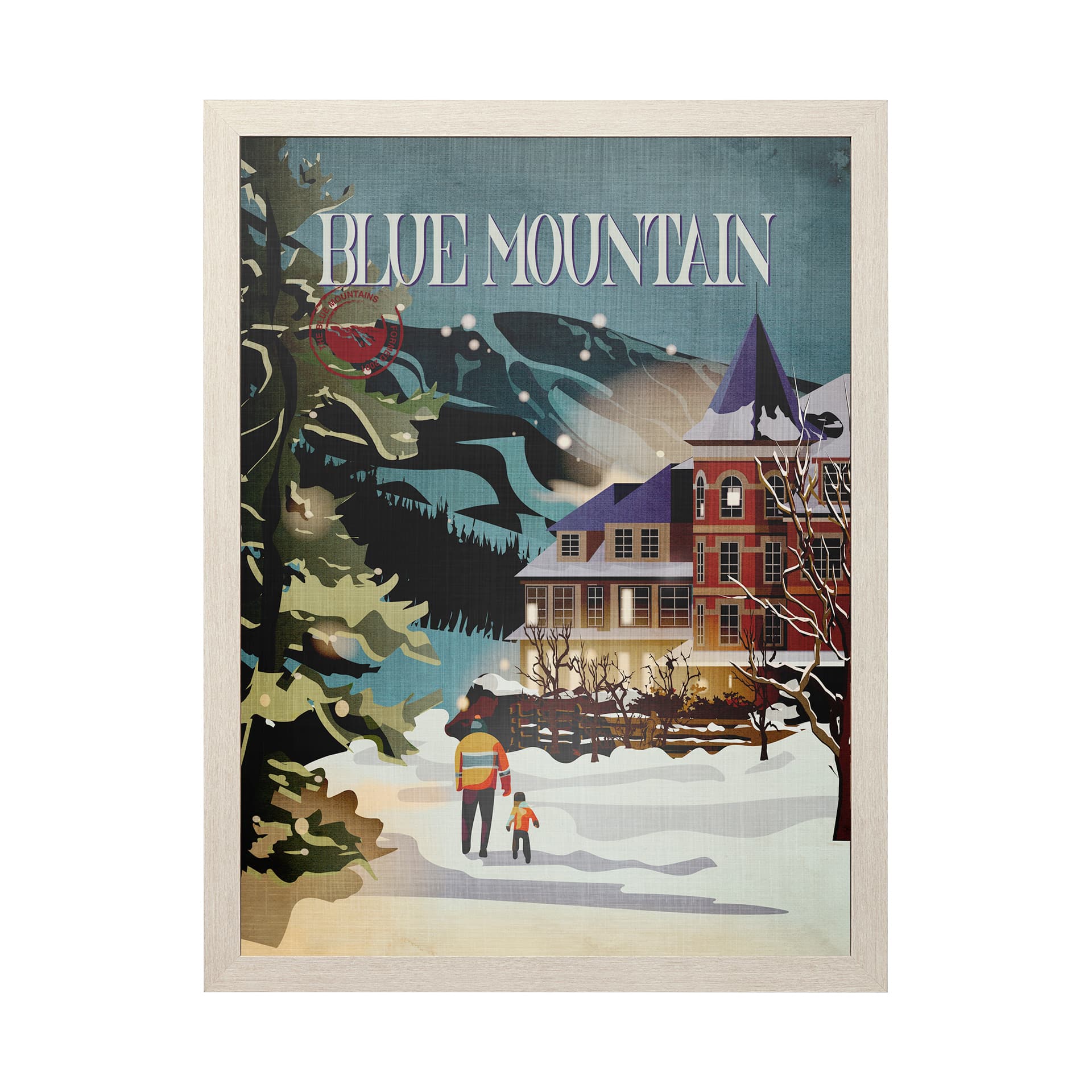 Blue Mountain by Mercana Studio a Hand Embellished Textured Framed Art Print — product photograph