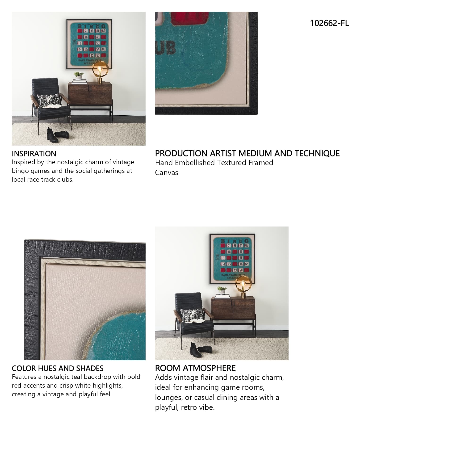 Chasing Numbers II Bingo Card by Mercana Studio a Hand Embellished Textured Framed Canvas — in a styled room
