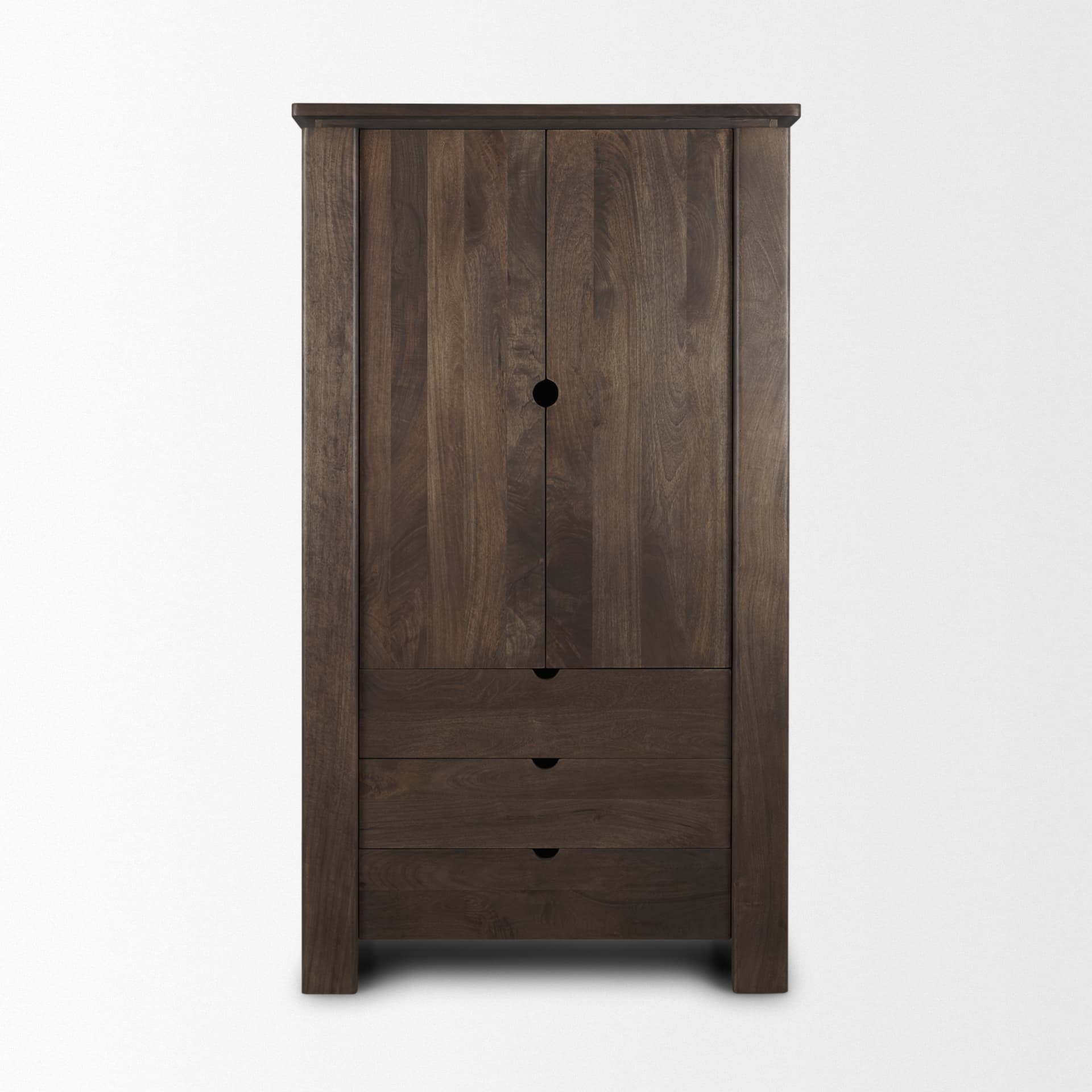 Wallen Solid Dark Brown Wood Curio Cabinet — product photograph
