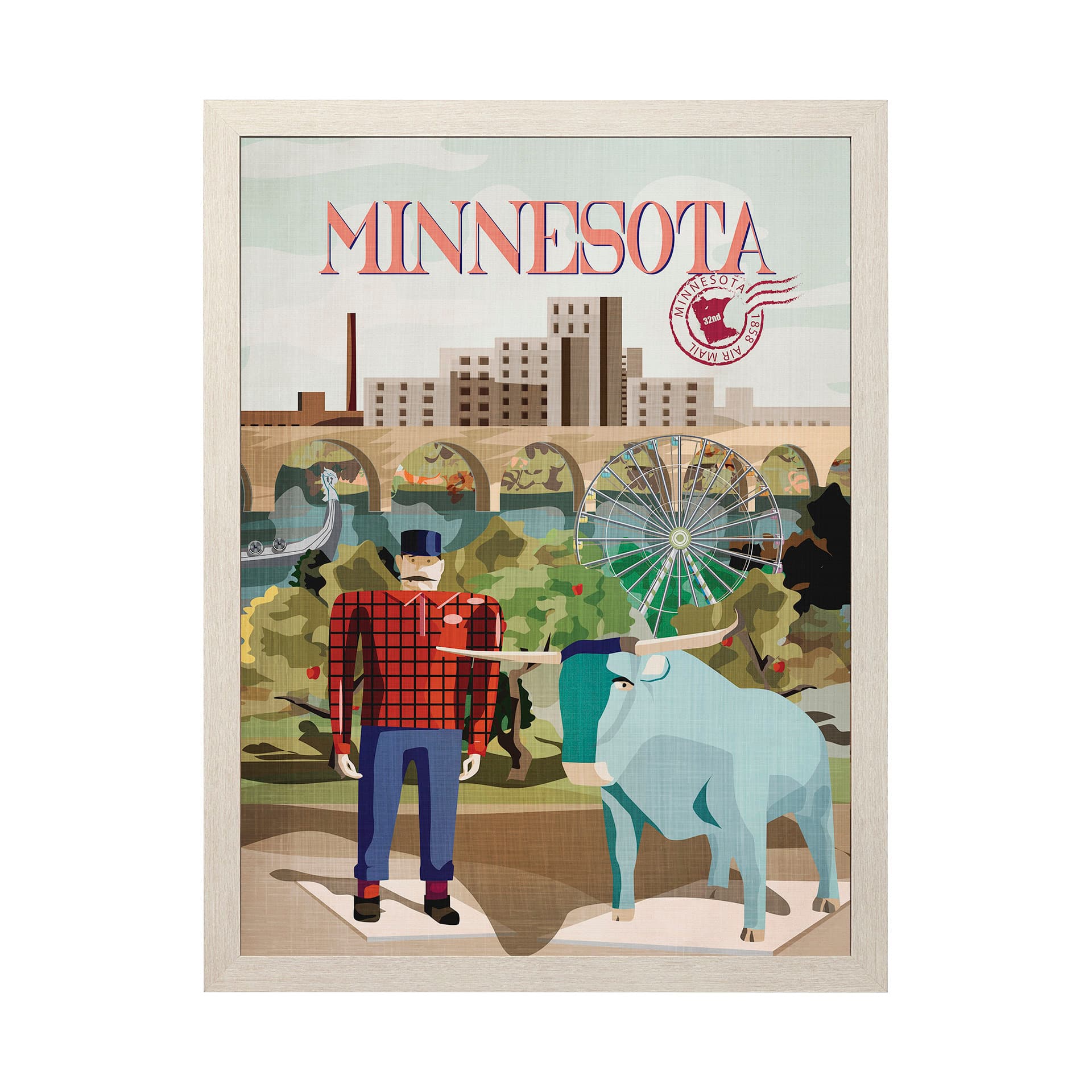 Minnesota Go USA (L) by Mercana Studio a Hand Embellished Decograph Framed Art Print — product photograph