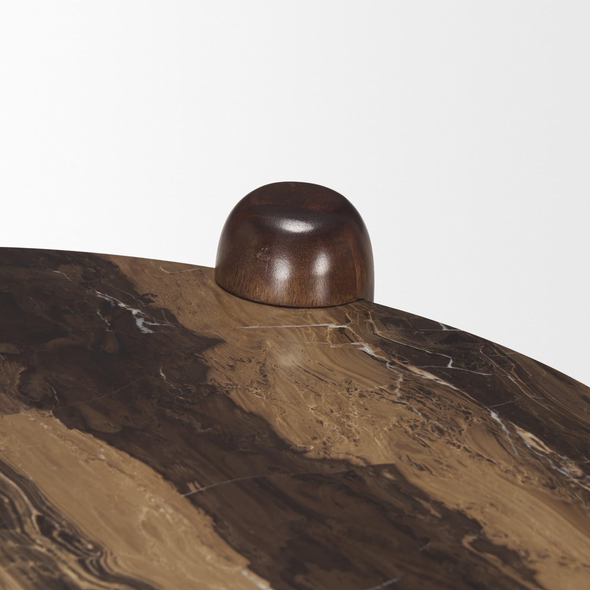 Jovia Brown Mango Wood W/ Cappuccino Marble Round Side Table — product photograph