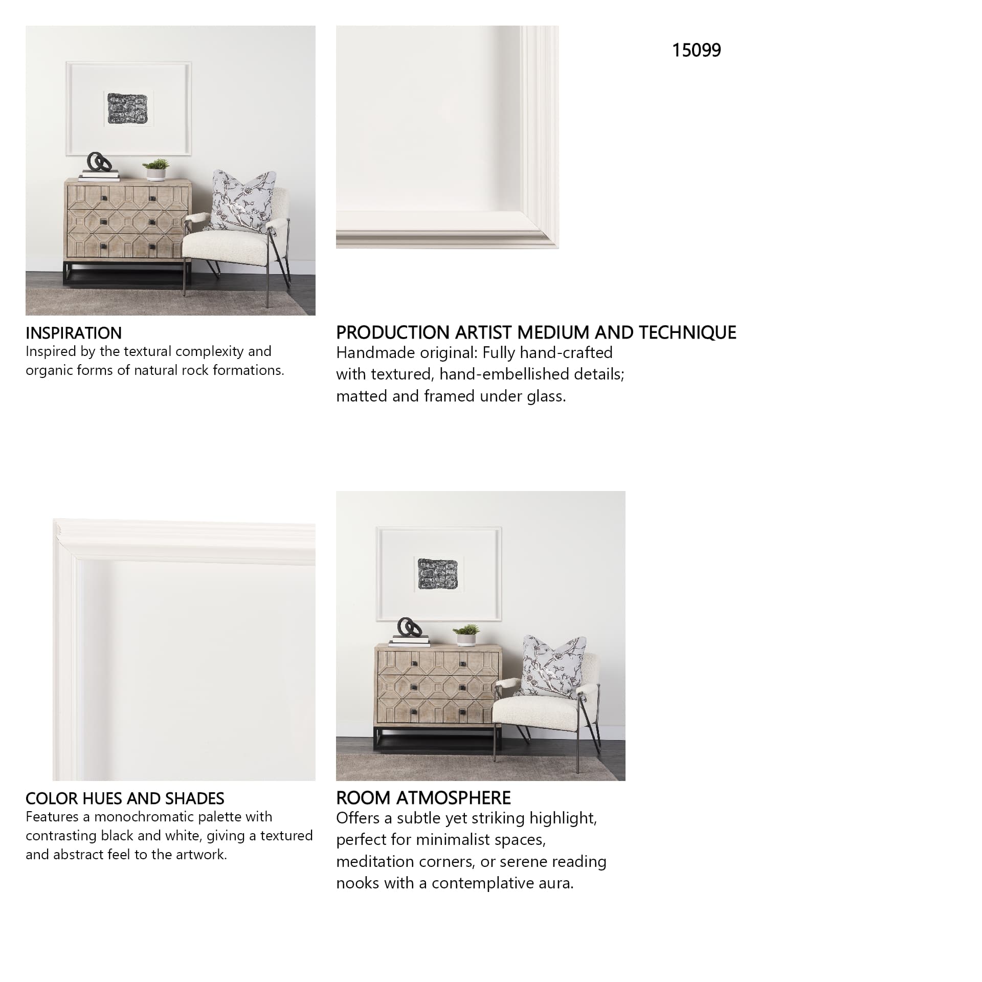 Pebble Patch by Studio M a handmade Original Framed Artwork under Glass — in a styled room