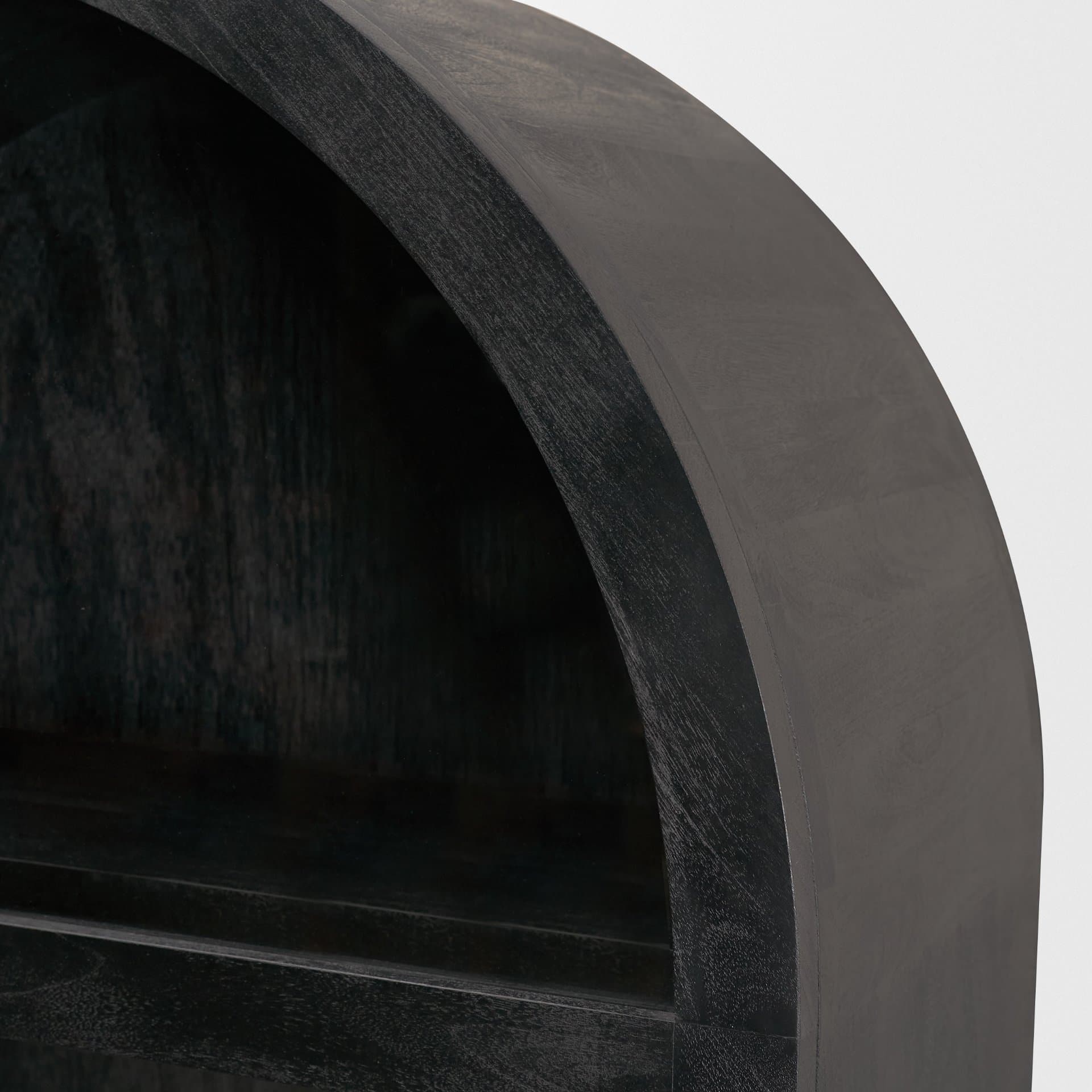 Suri Black Wood W/Glass Doors Arched Curio Cabinet — product photograph