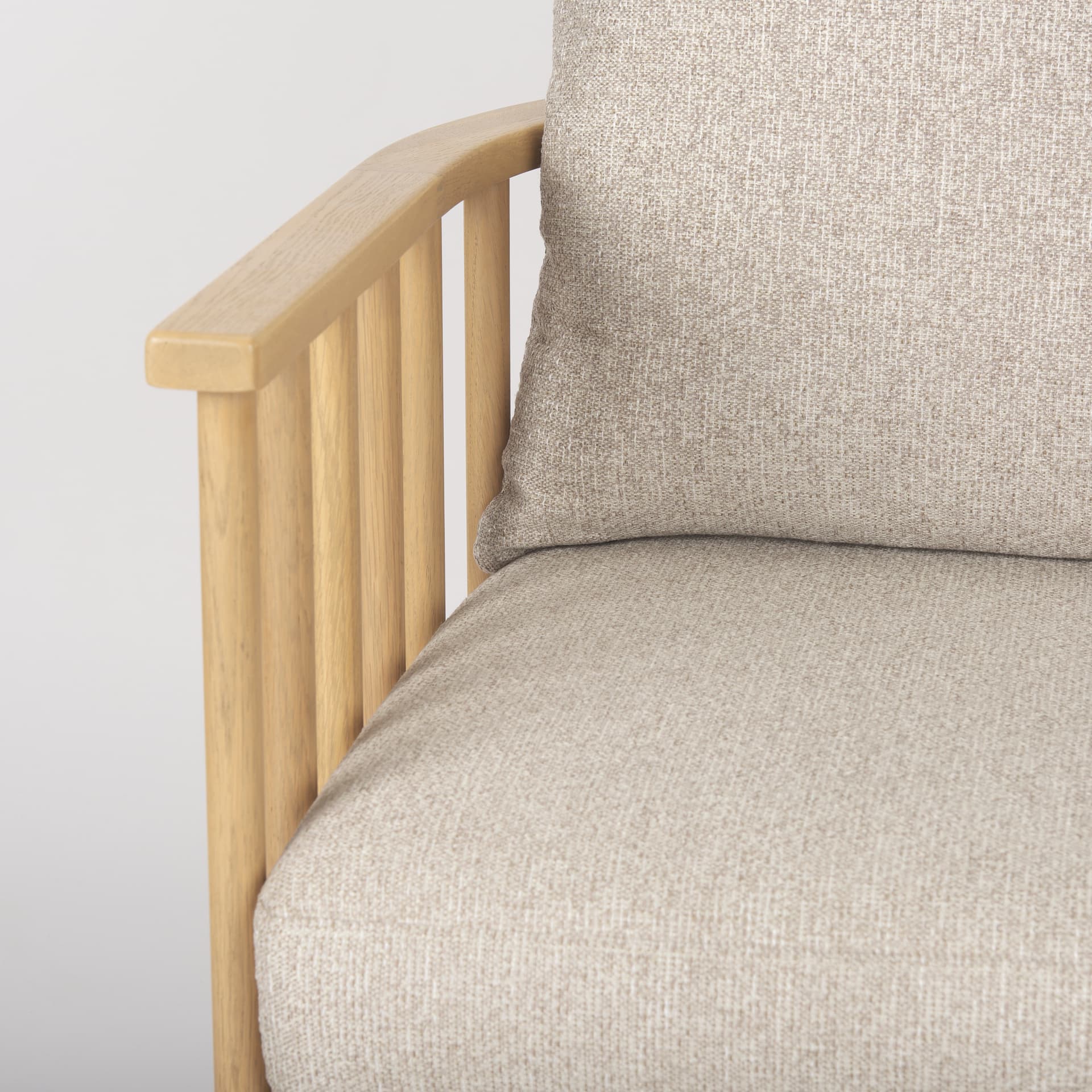 Kopari Beige Fabric W/Light Brown Wood Accent Chair — product photograph