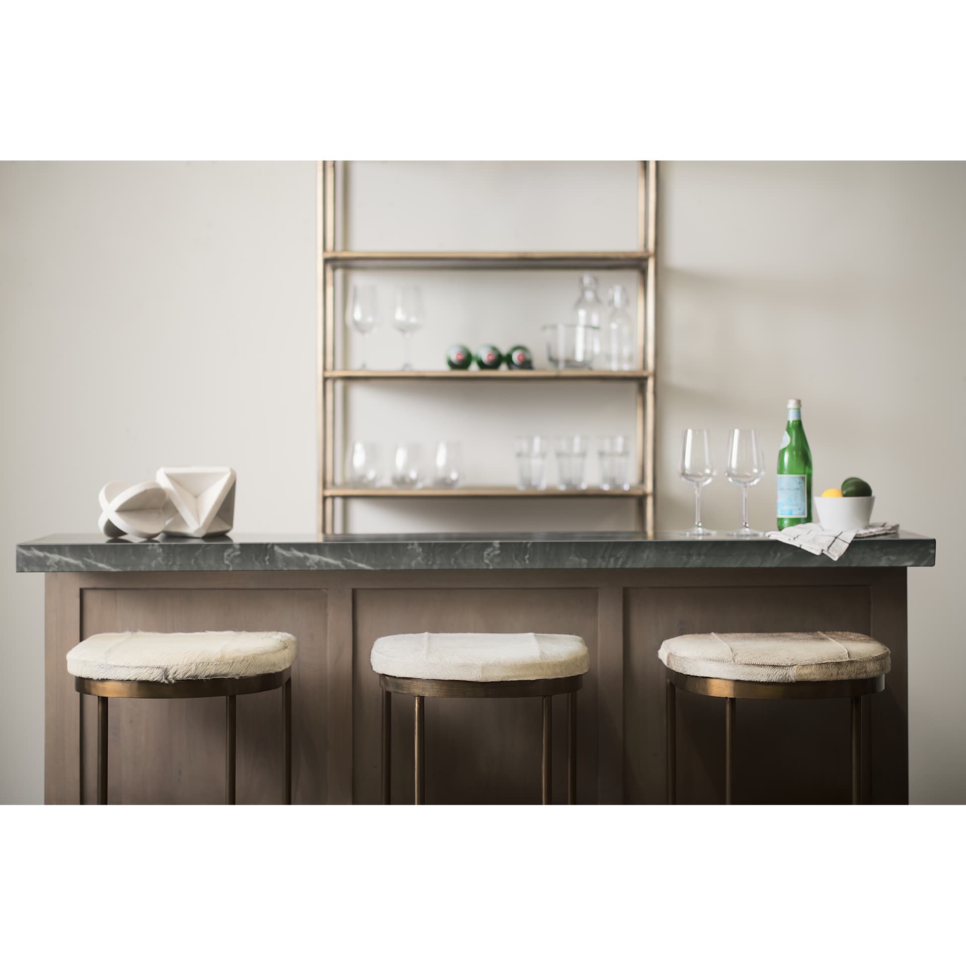 Millie Backless 26.25in Seat Counter Stool | Gray Hair-On-Hide — product photograph