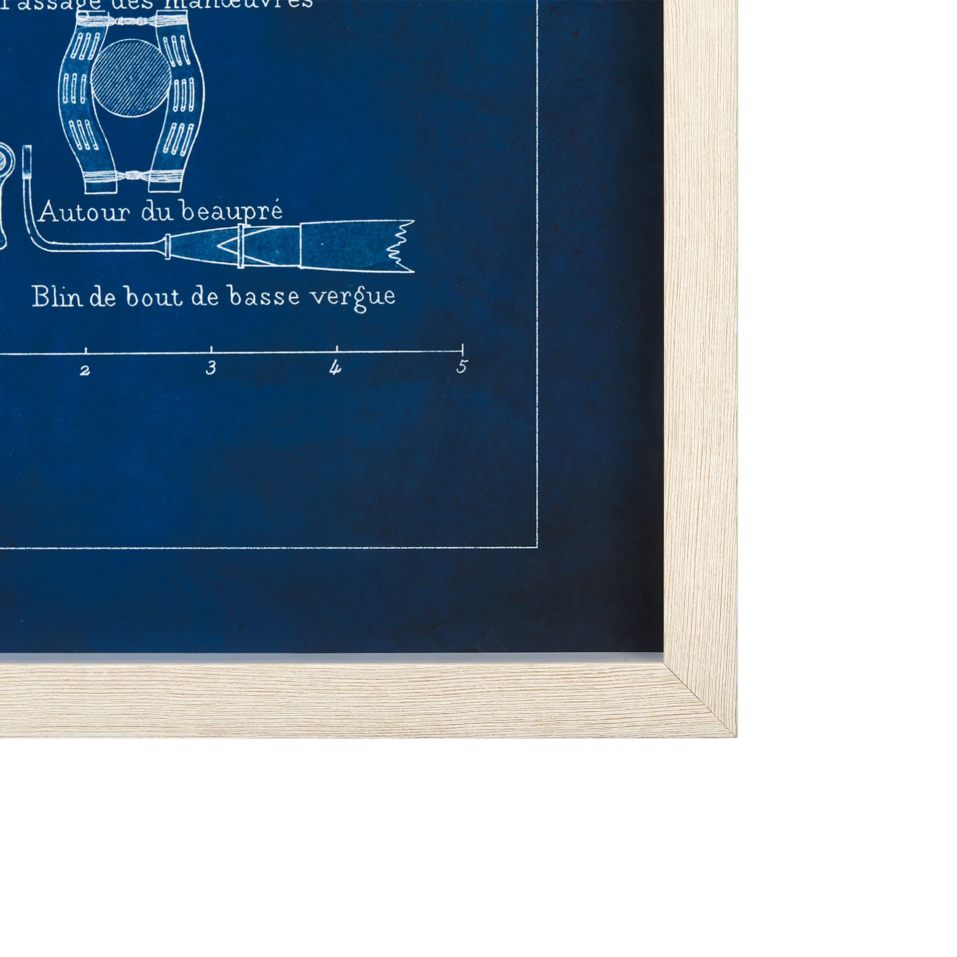Antique Ship Blueprint IV by Vision Studio Hand Embelished Framed Art Print Matted under Glass — product photograph