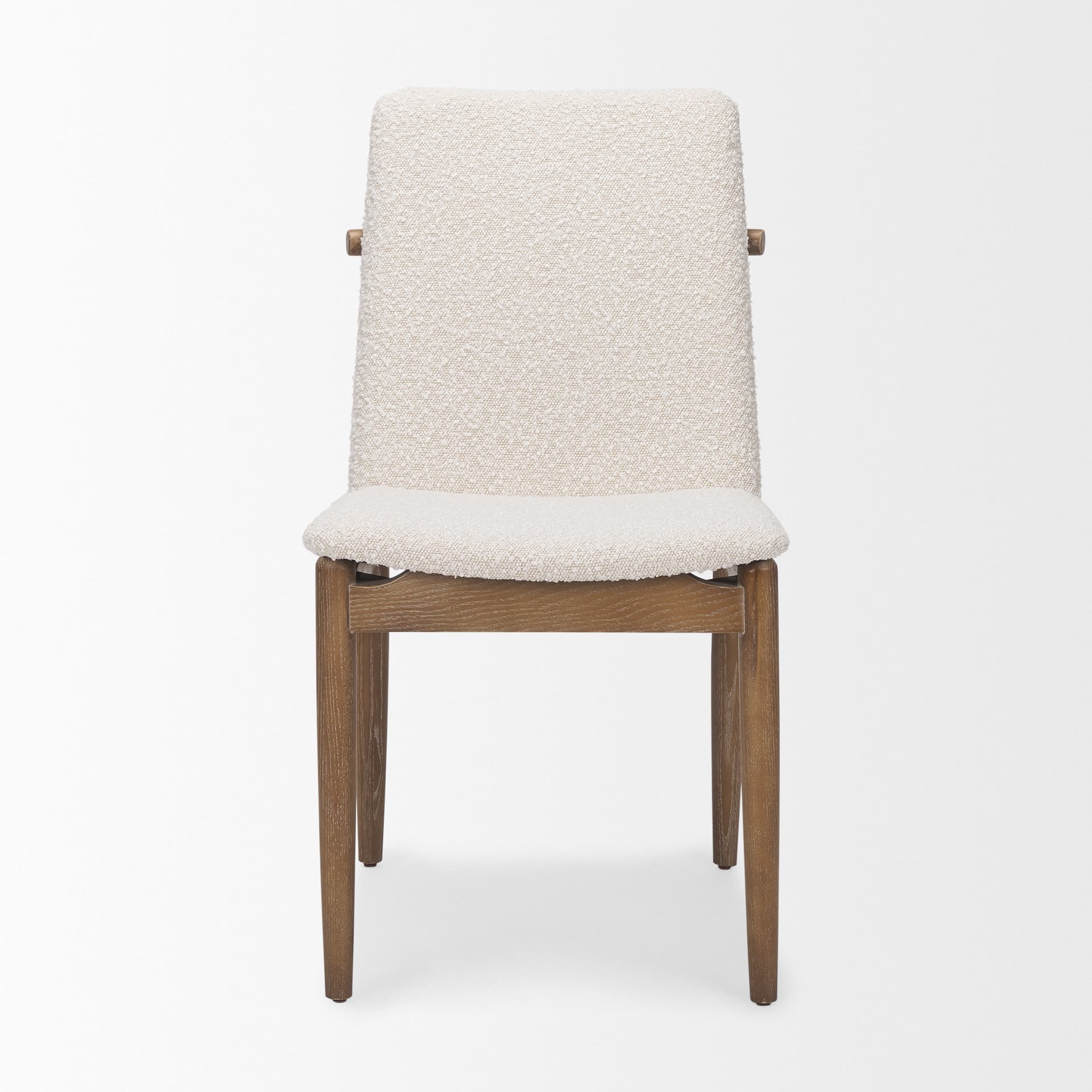 Cavett Curved Back Dining Side Chair | Cream Boucle w/ Wood — product photograph