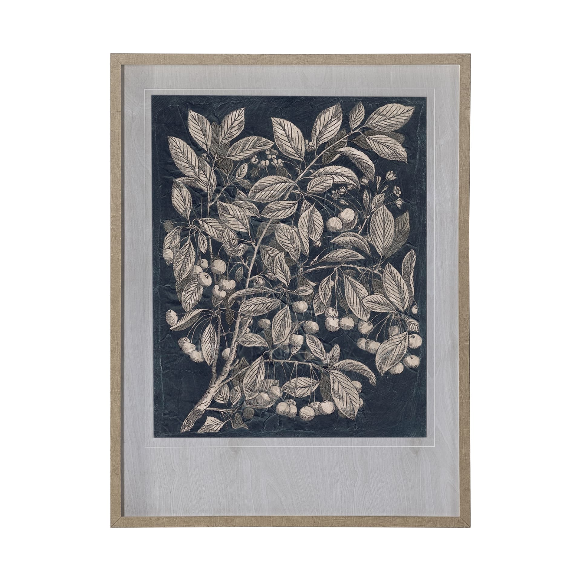 Vintage Fruit & Floral III by Megan Meagher Hand Embellished Framed Art Print Matted under Glass — product photograph