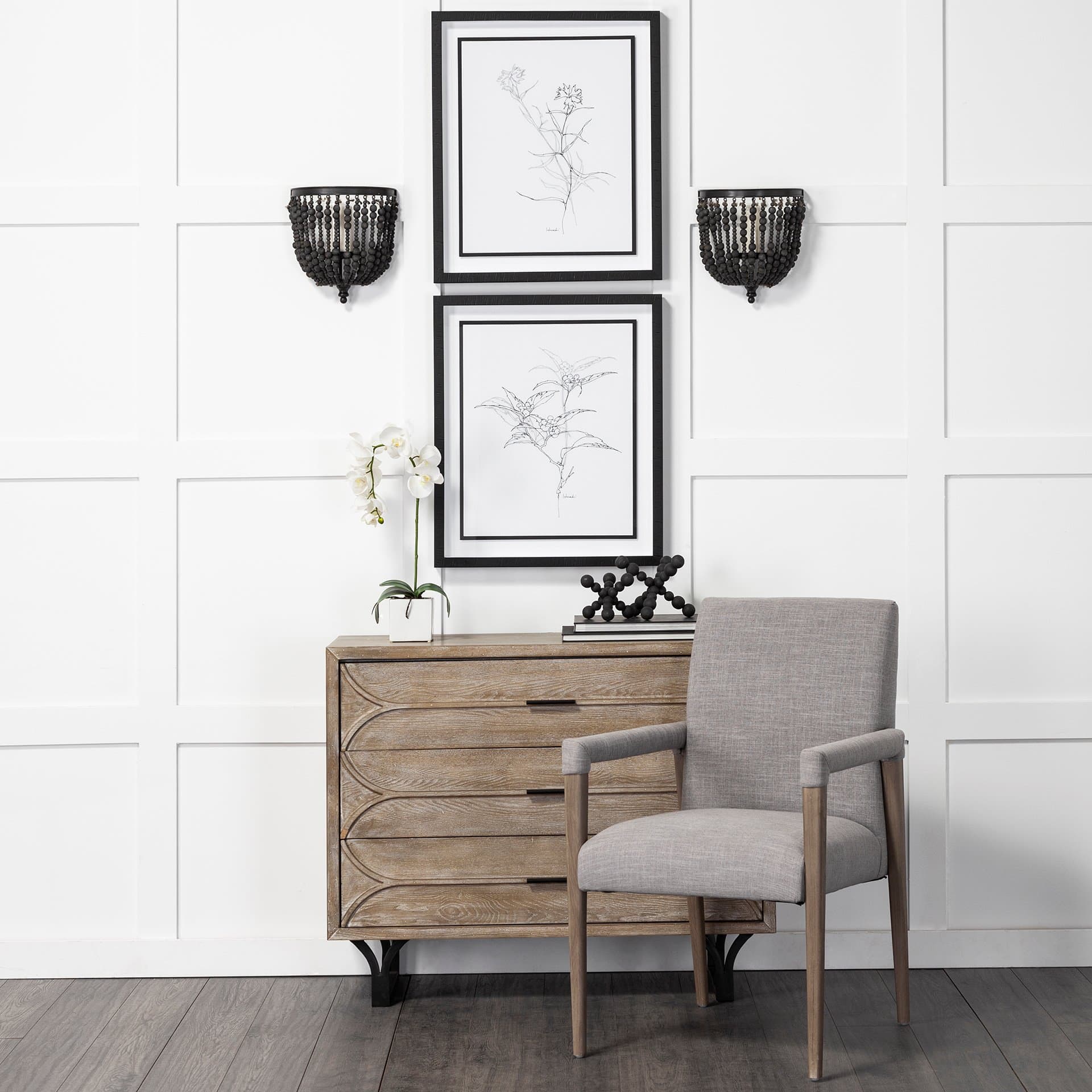 Carollan I (Small) 7L x 7W Black Geometric Wood Ball Jack — product photograph