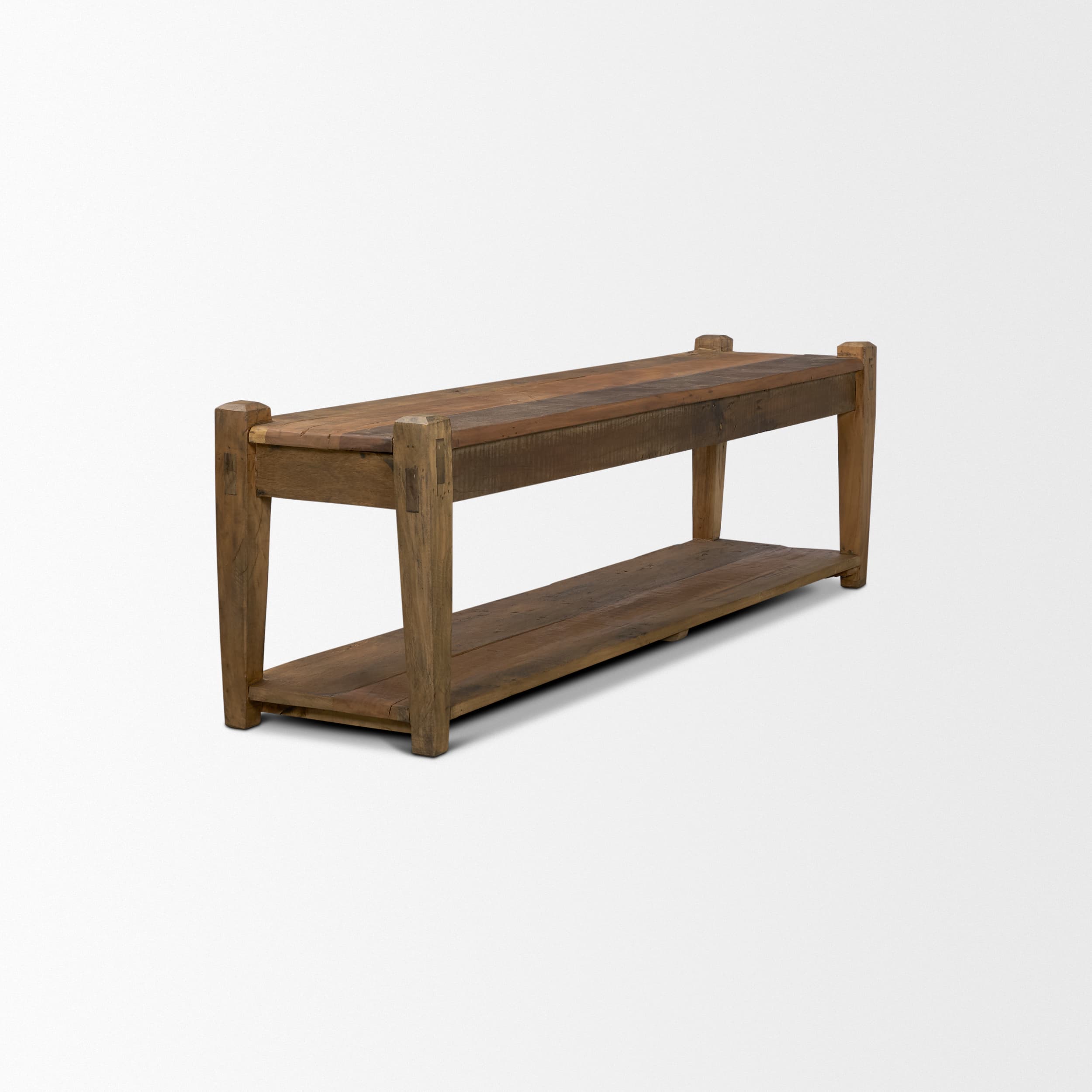 Ashwick Dark Brown Reclaimed Wood Bench — product photograph