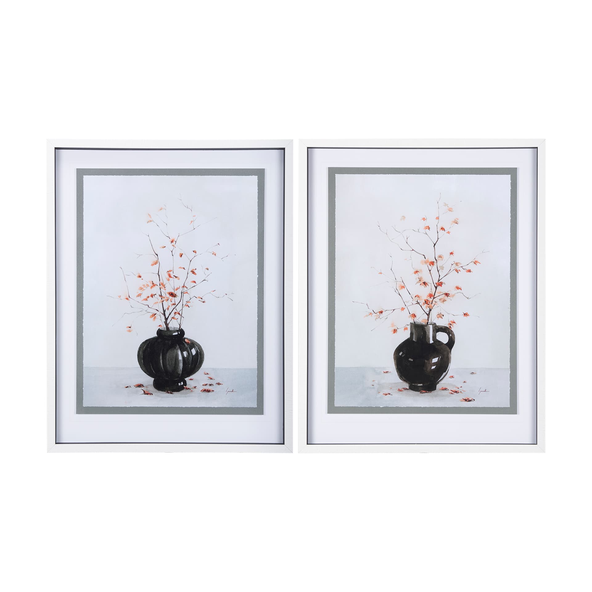 Autumn Branches II by Mercana Studio a Hand Embellished Textured Framed Art Print Matted under Glass — product photograph