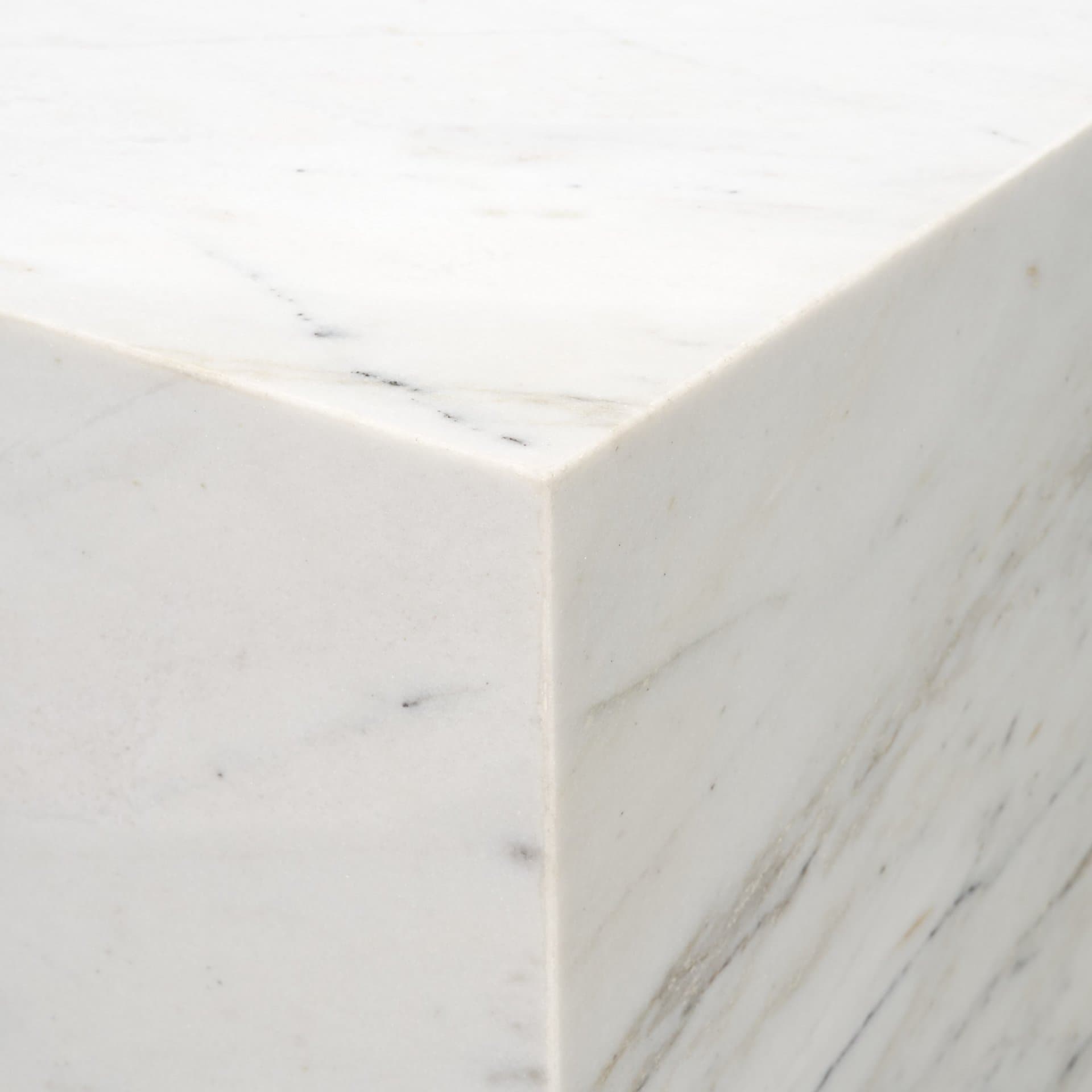 Matteo Solid White Marble Square Side Table — product photograph