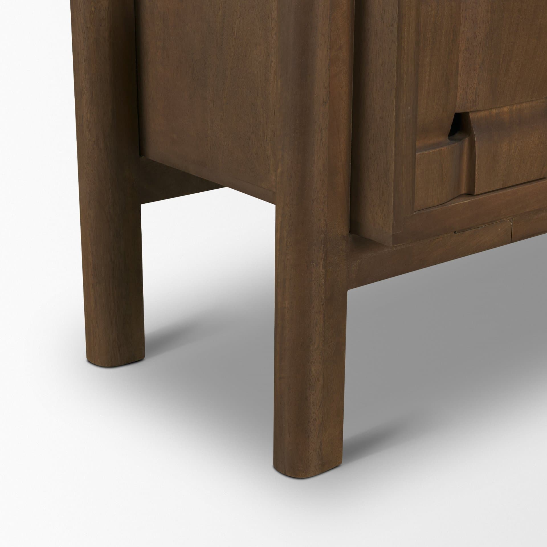 Trellyn Dark Brown Solid Wood 4-Door w/ Carved Woven Doors Closed Sideboard — product photograph