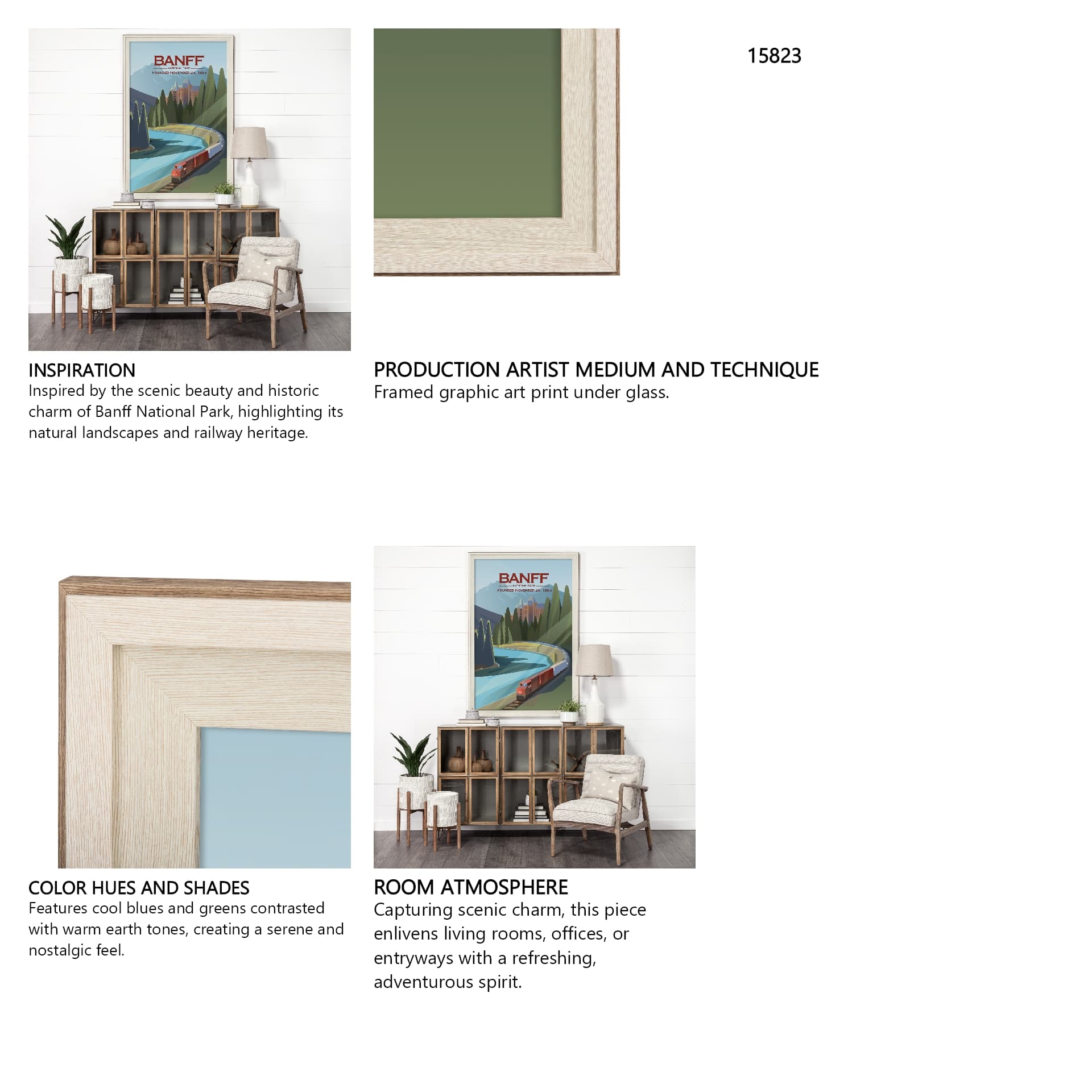 Banff Go Canada (XL) by Mercana Studio a Hand Embellished Decograph Framed Art Print under Glass — in a styled room