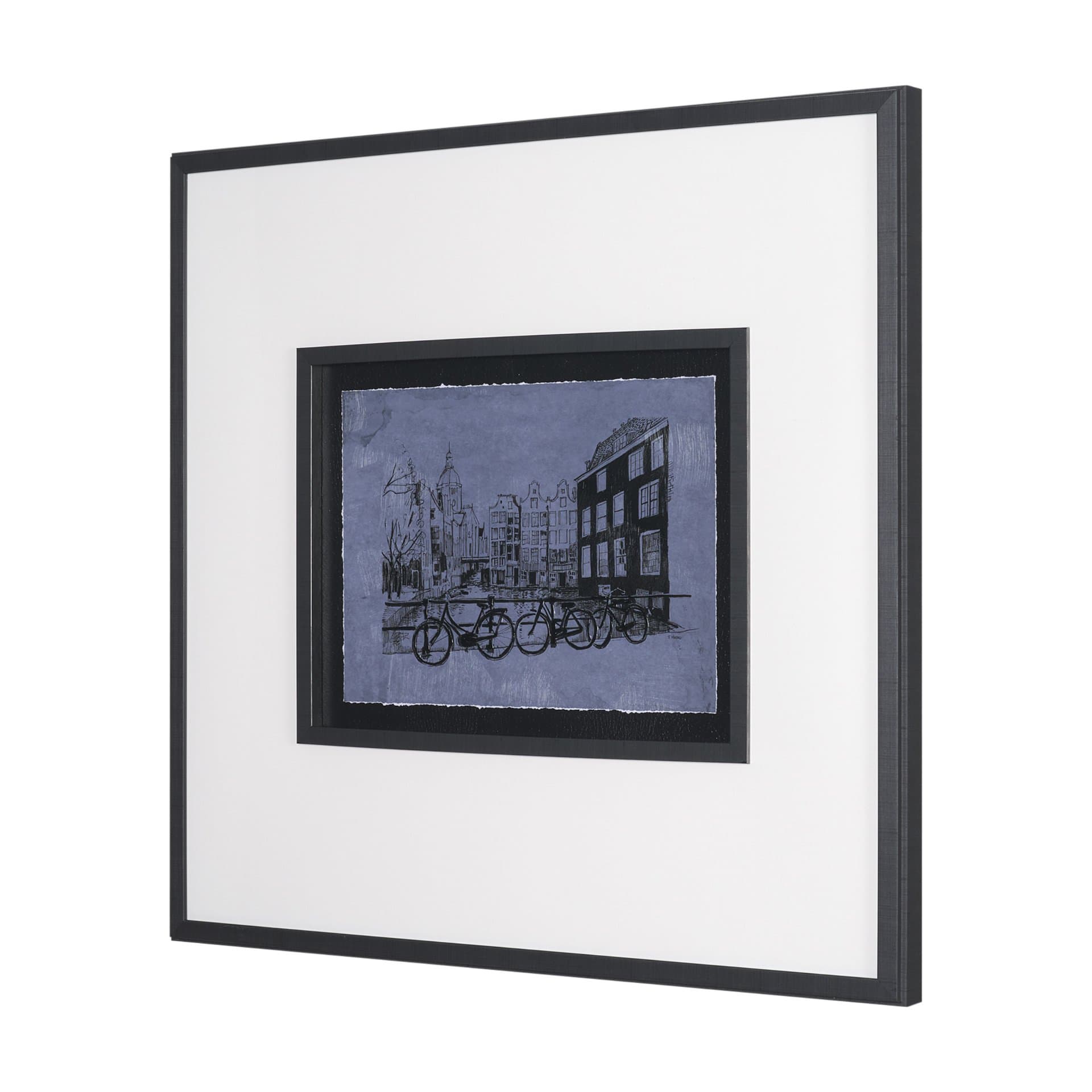 City of Canals I by Mercana Studio Hand Embelished Textured Framed Artwork Matted under Glass — product photograph