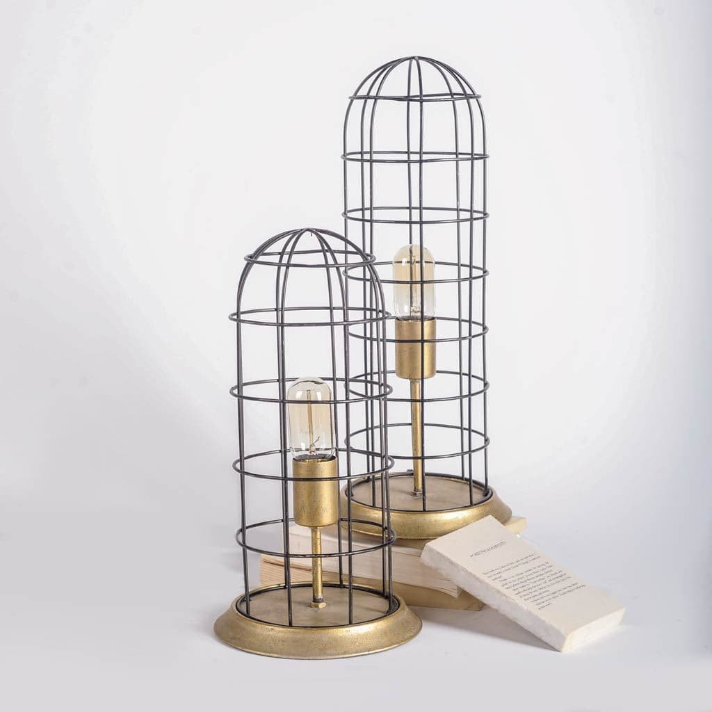 Carkner I (38"H) Gun-Metal Grey Cylindrical Metal Cage Table Lamp — product photograph