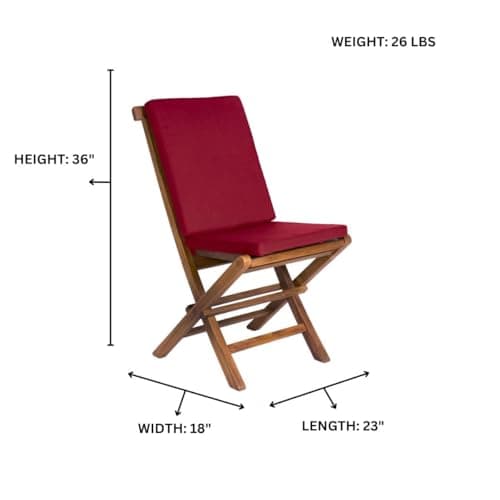 Folding Chair Set with Red Cushions TF22-2-R — product photograph