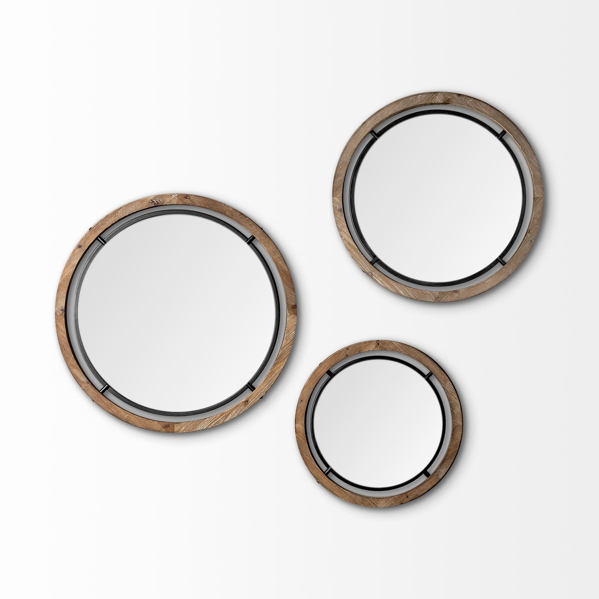 Josi 28" Brown Wood and Black Metal Frame Mirror — product photograph