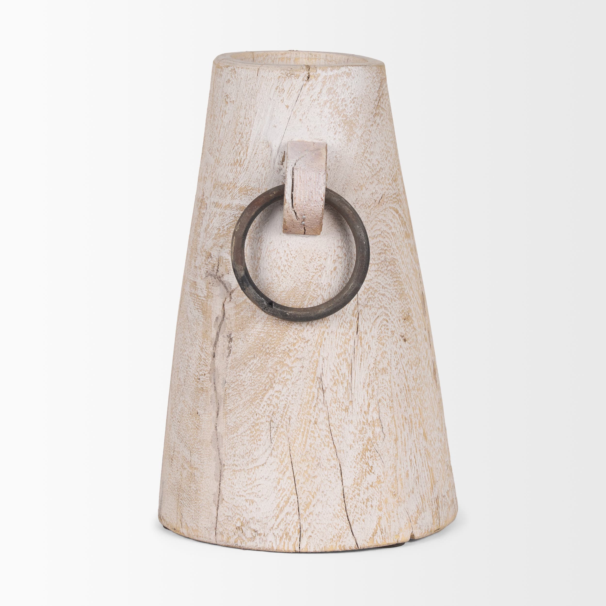 Monique Large Light Brown w/ Handles Wood Pot — product photograph