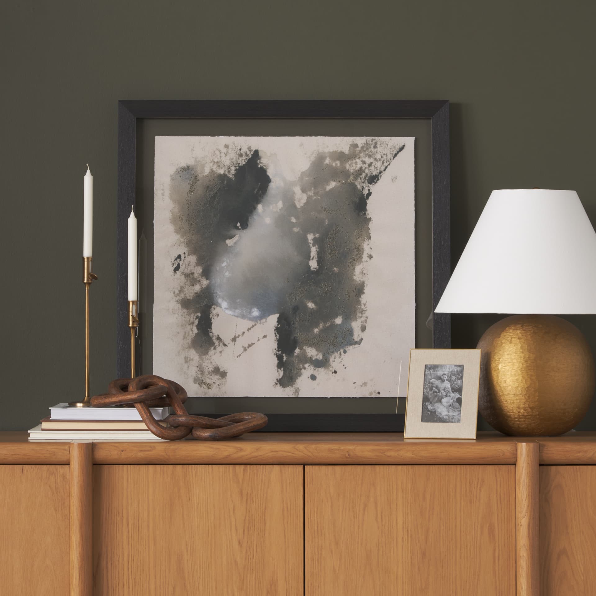Arcane by Ira Havuka Hand-Embellished Framed Artwork Matted under Glass — in a styled room
