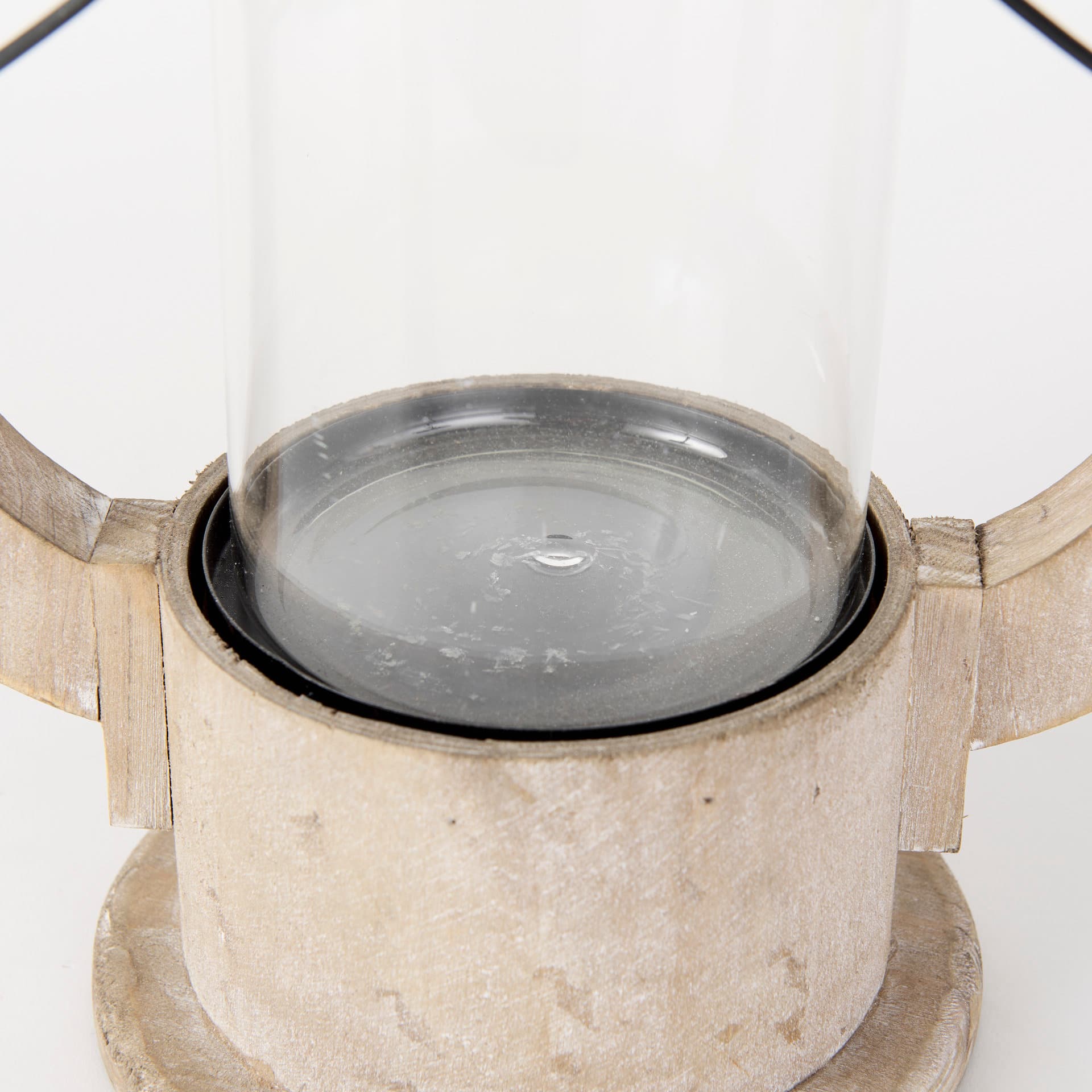Zain II Large Brown Wooden Vintage Inspired Candle Holder Lantern — product photograph