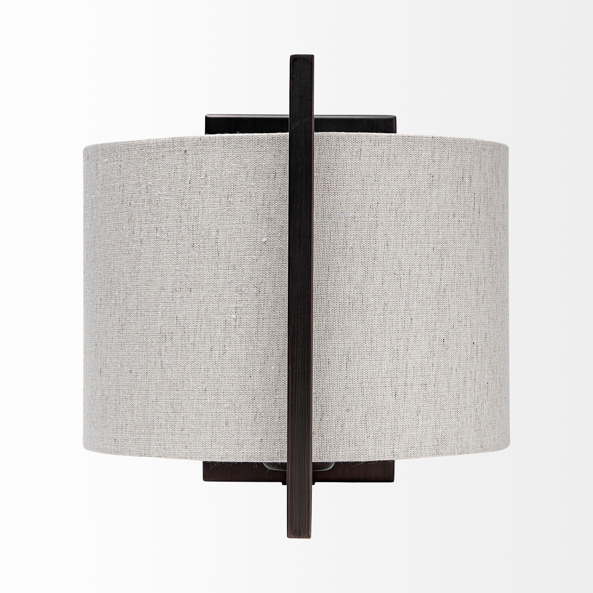 Smithe I 9x13 Black Toned Metal Cream Lampshade Wall Sconce — product photograph