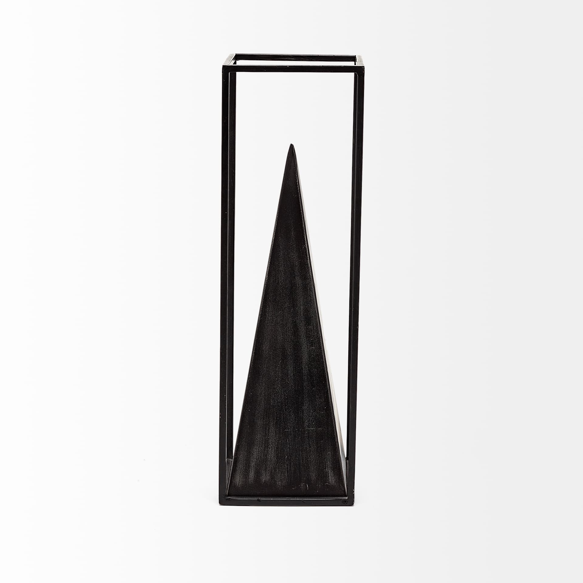 Memphis I (Large) 5L x 5W Black Metal Pyramid In A Square Frame — product photograph