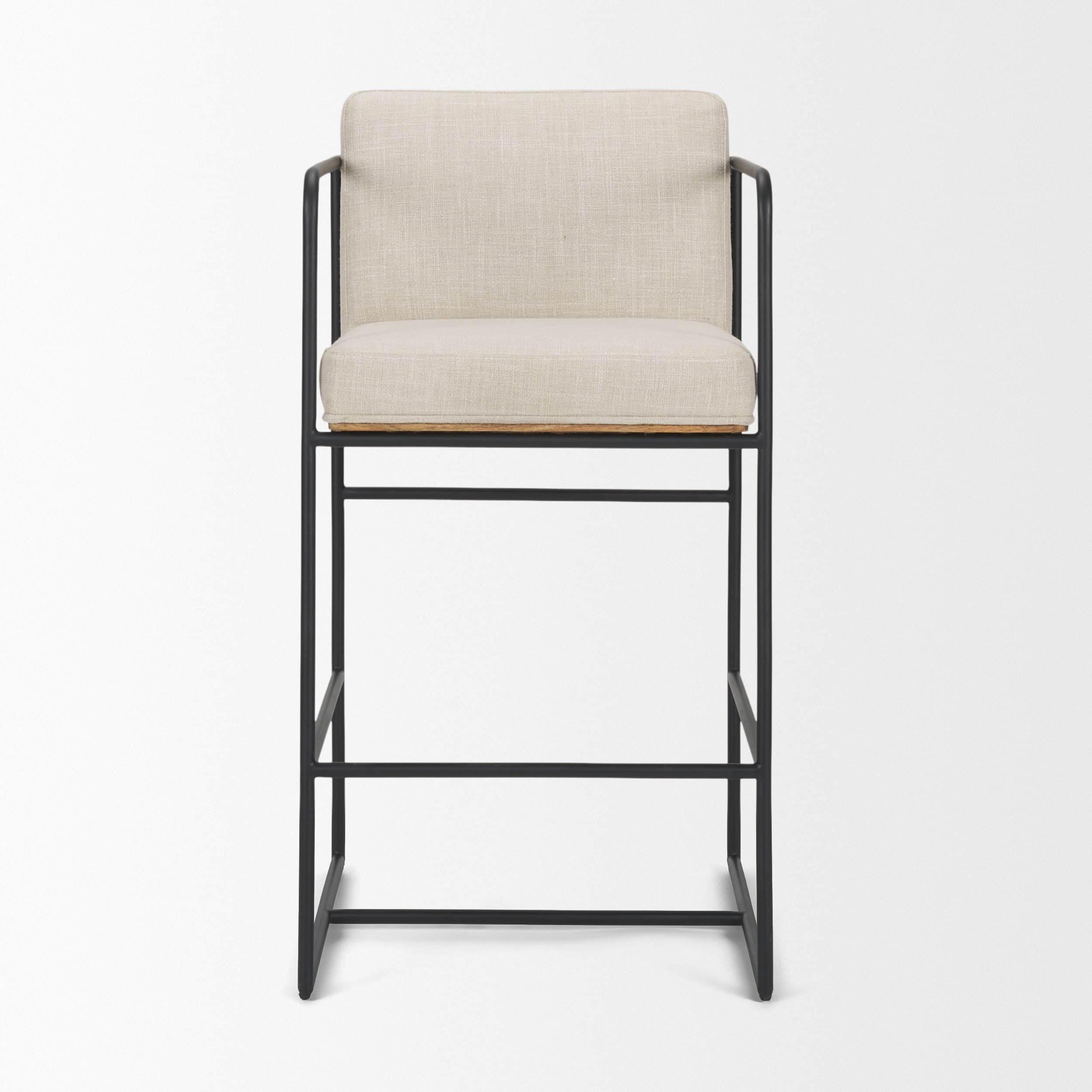 Stamford Backless 36.5in Seat Counter Stool | Beige Fabric w/ Metal — product photograph