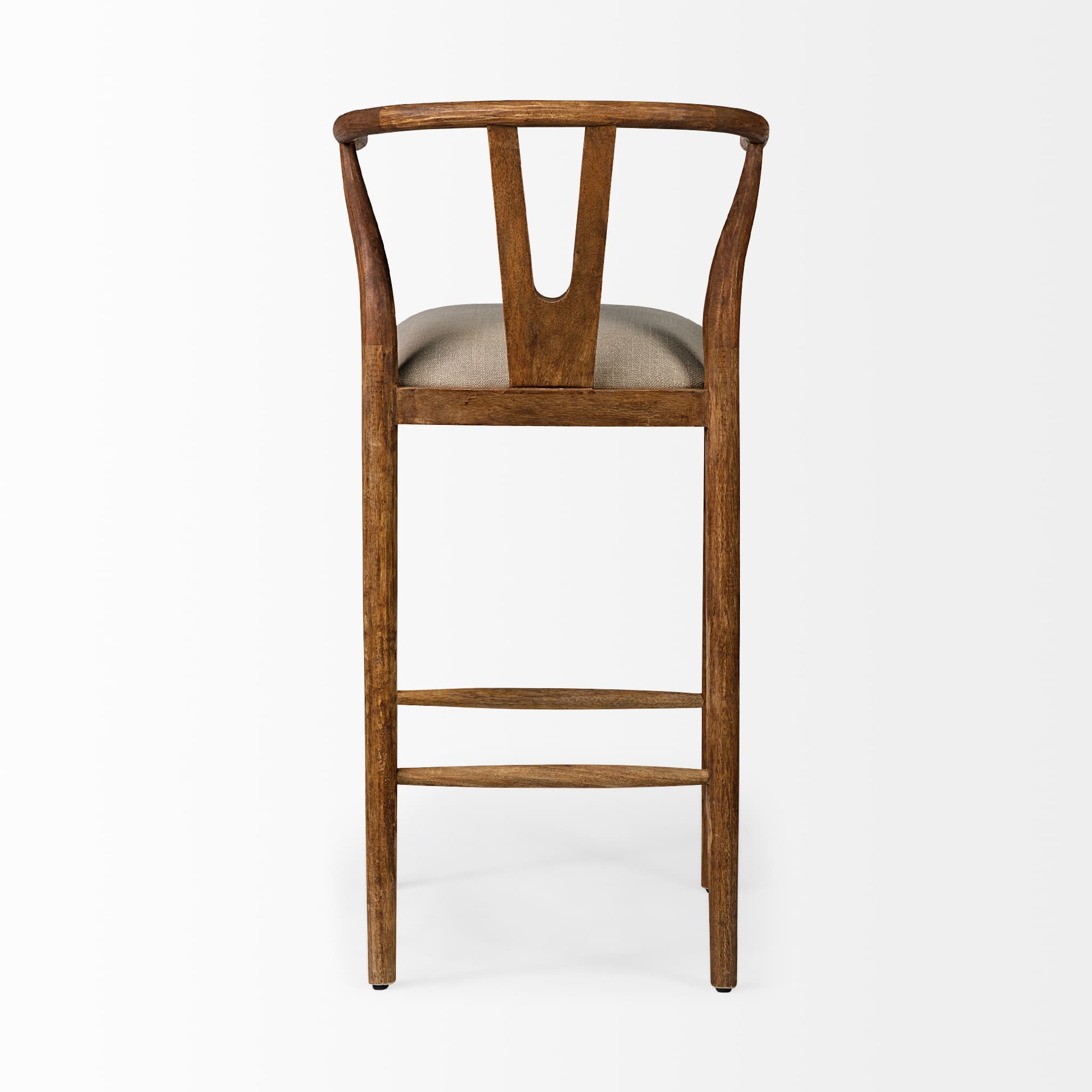 Trixie Low Back 30.25in Seat Bar Stool | Cream Fabric w/ Brown Wood — product photograph