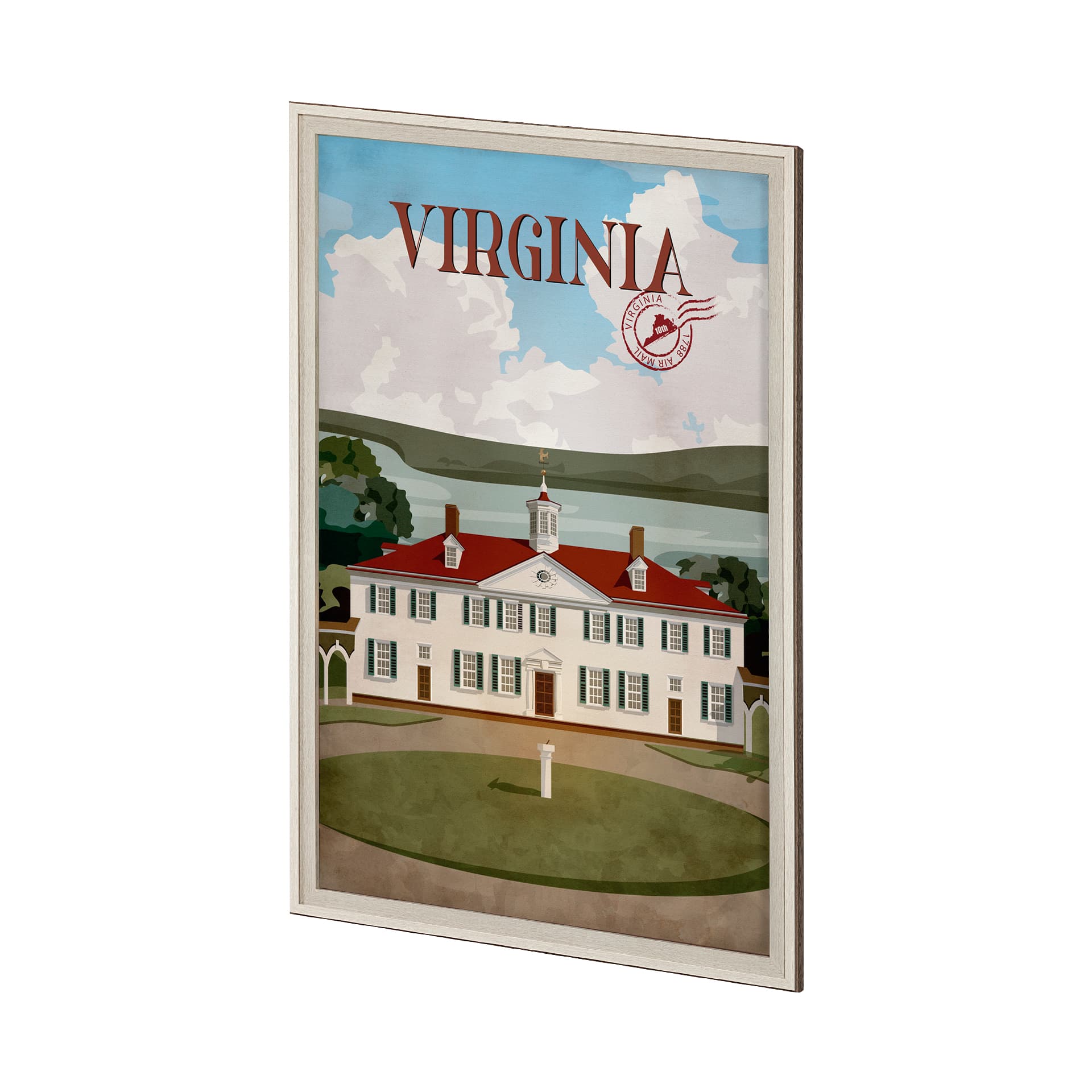 Virginia Go USA (XL) by Mercana Studio a Hand Embellished Decograph Framed Art Print under Glass — product photograph